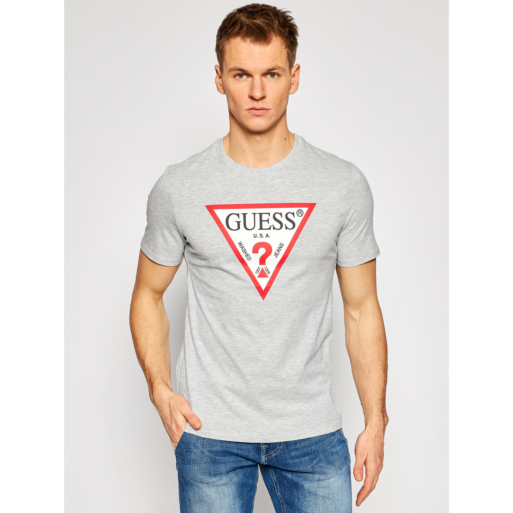 Guess Тишърт M1RI71I3Z11 Сив Slim Fit - Pepit.bg