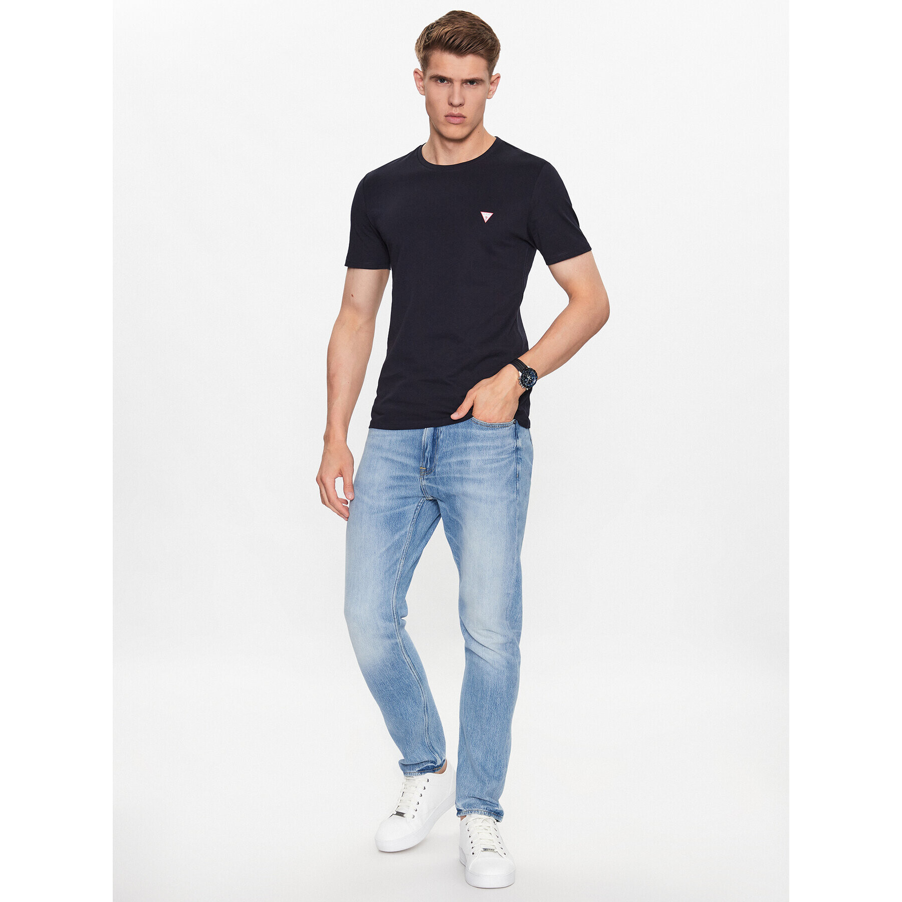 Guess Тишърт M2YI36 I3Z14 Тъмносин Slim Fit - Pepit.bg