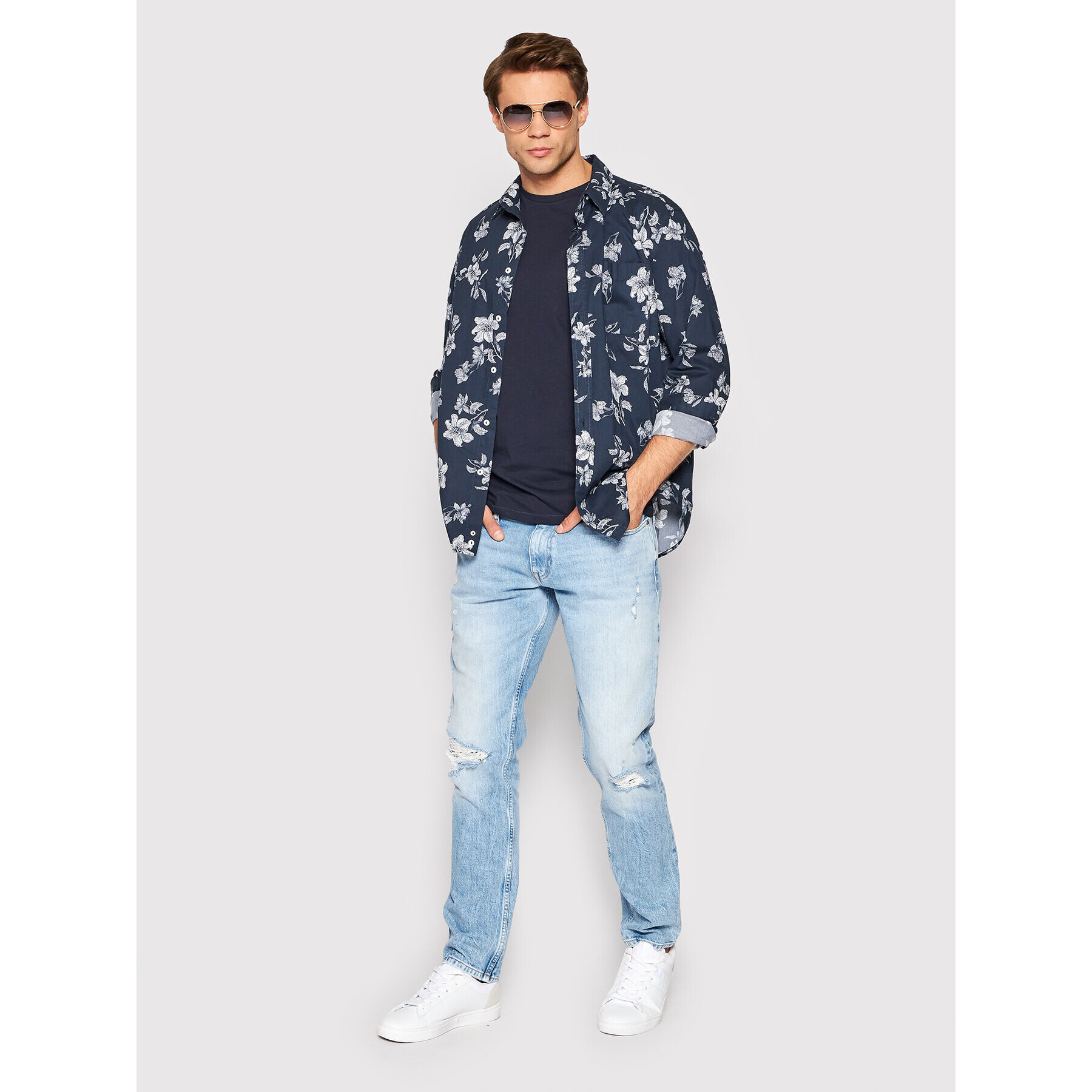 Guess Тишърт M2YI40 KB7N1 Тъмносин Slim Fit - Pepit.bg