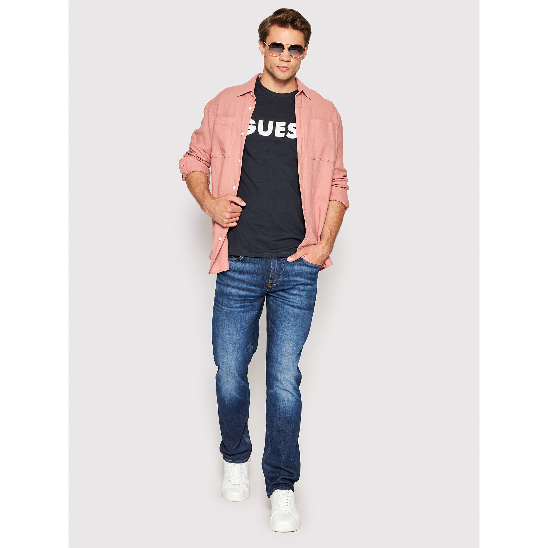 Guess Тишърт M2YI42 J1311 Тъмносин Slim Fit - Pepit.bg