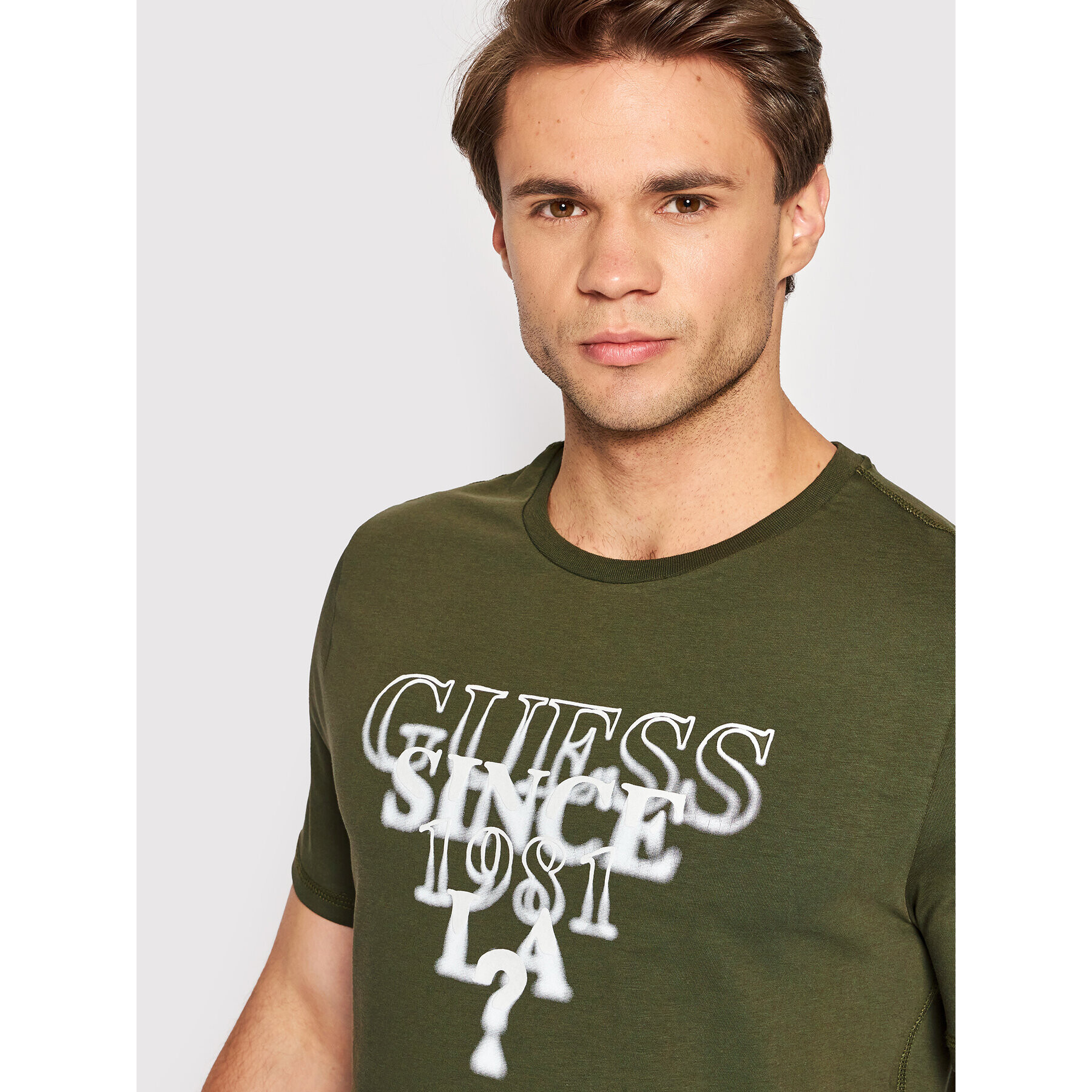 Guess Тишърт M2YI44 J1311 Зелен Slim Fit - Pepit.bg