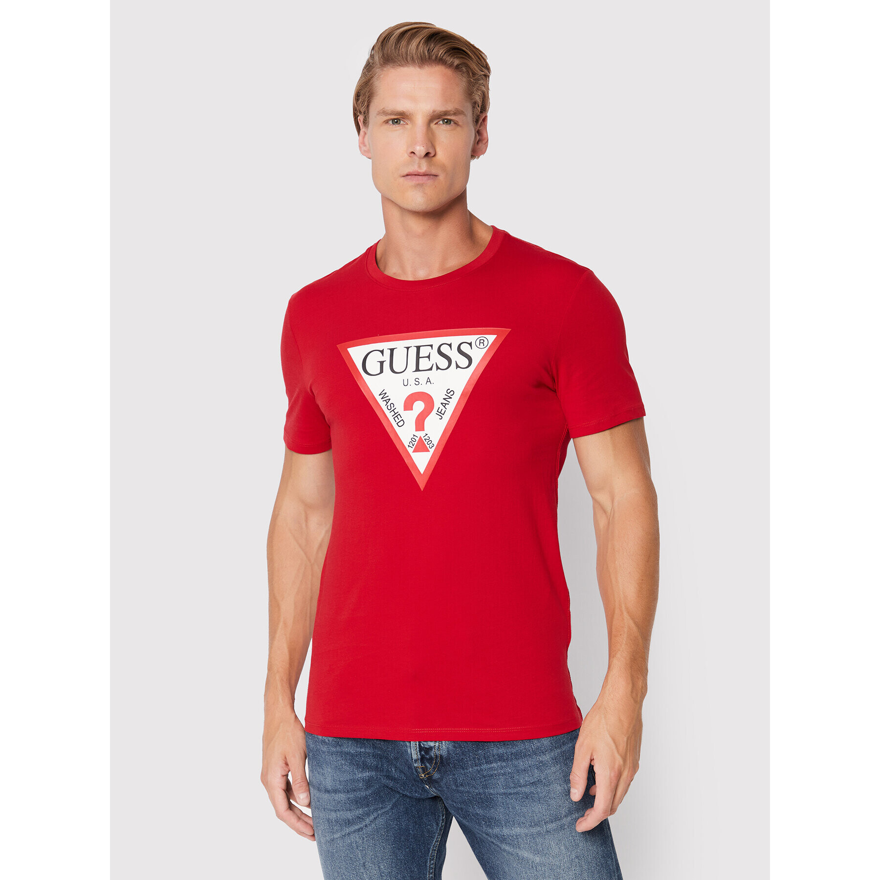 Guess Тишърт M2YI71 I3Z11 Червен Slim Fit - Pepit.bg