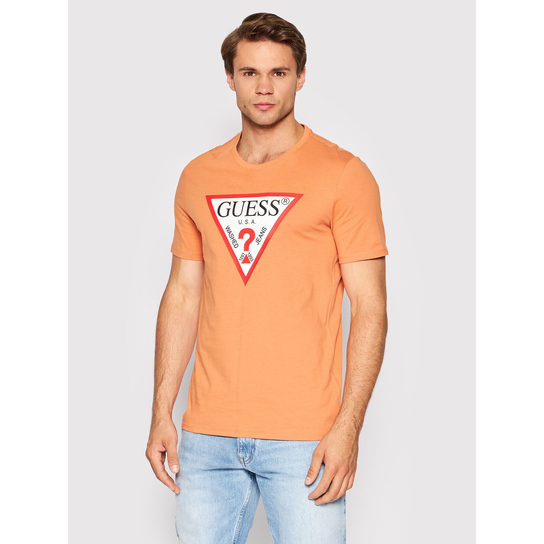 Guess Тишърт M2YI71 I3Z11 Оранжев Slim Fit - Pepit.bg