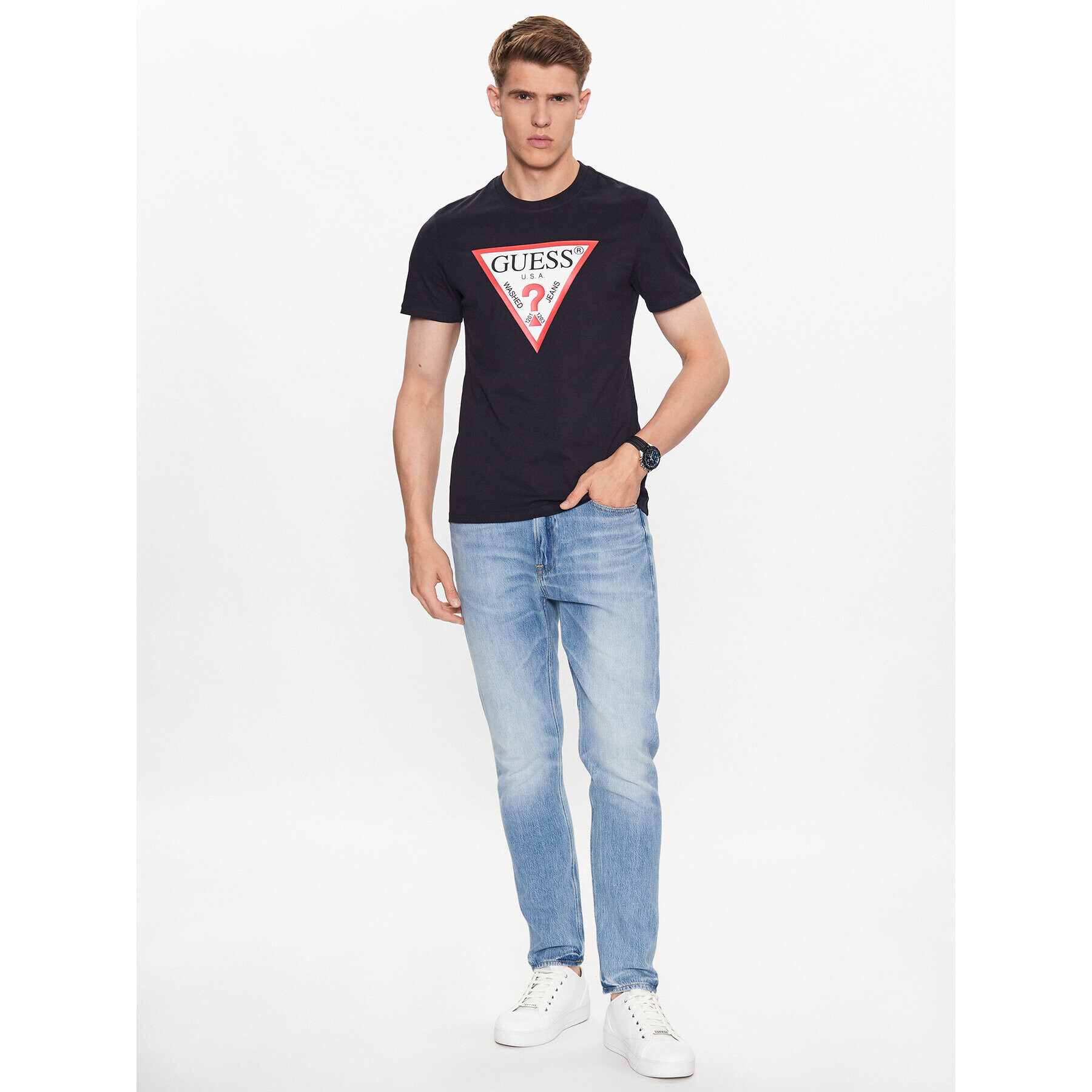 Guess Тишърт M2YI71 I3Z14 Тъмносин Slim Fit - Pepit.bg