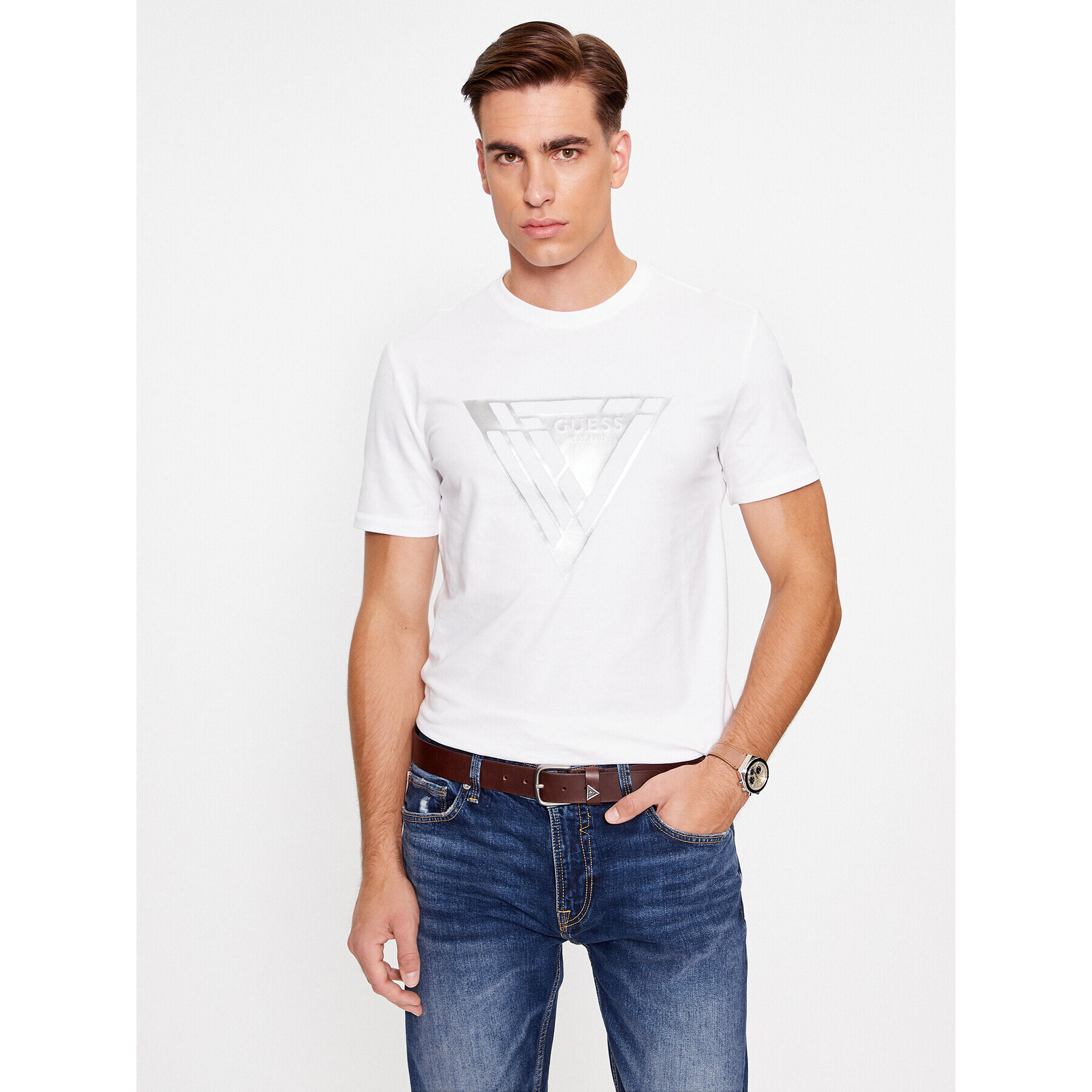 Guess Тишърт M3BI35 J1314 Бял Slim Fit - Pepit.bg