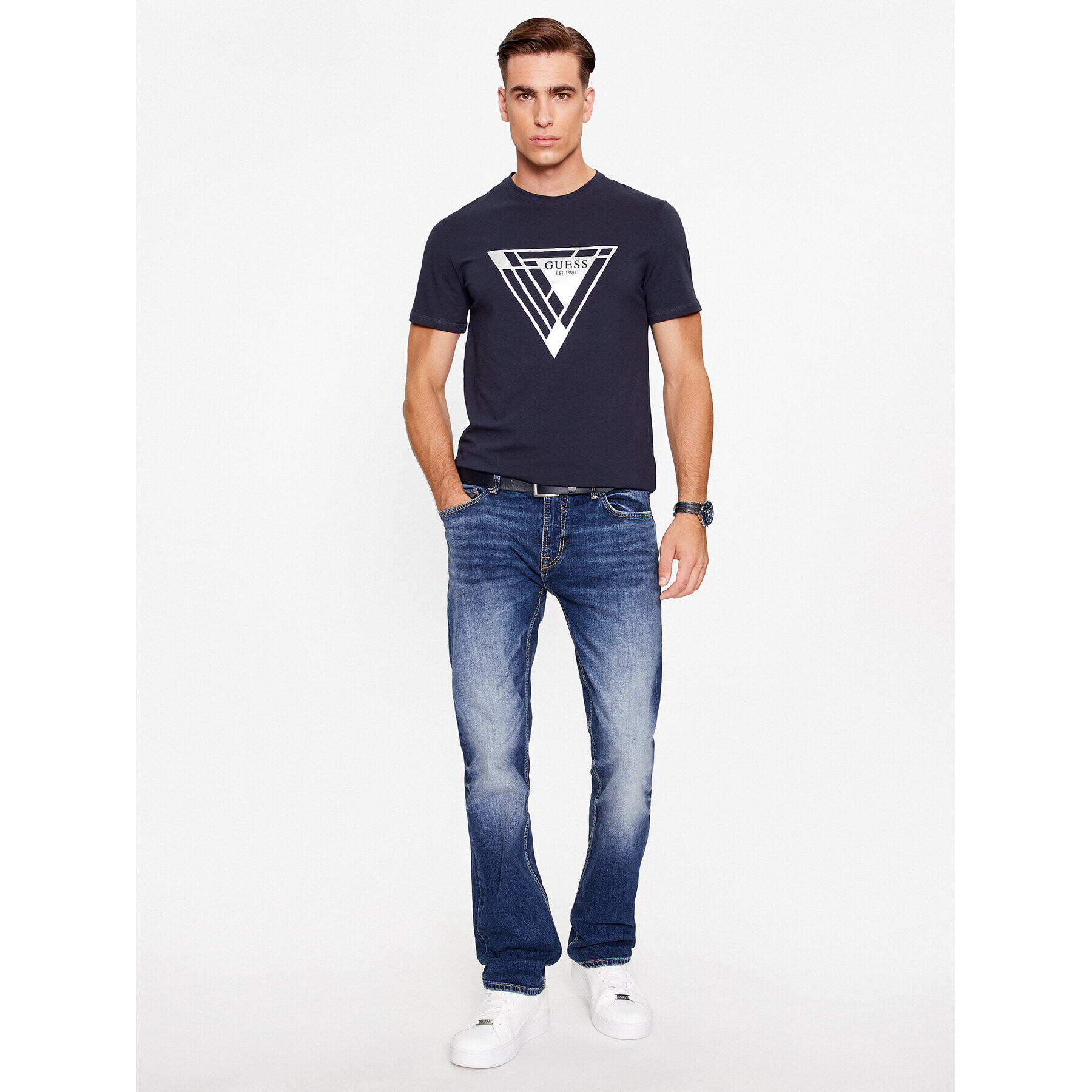 Guess Тишърт M3BI35 J1314 Син Slim Fit - Pepit.bg