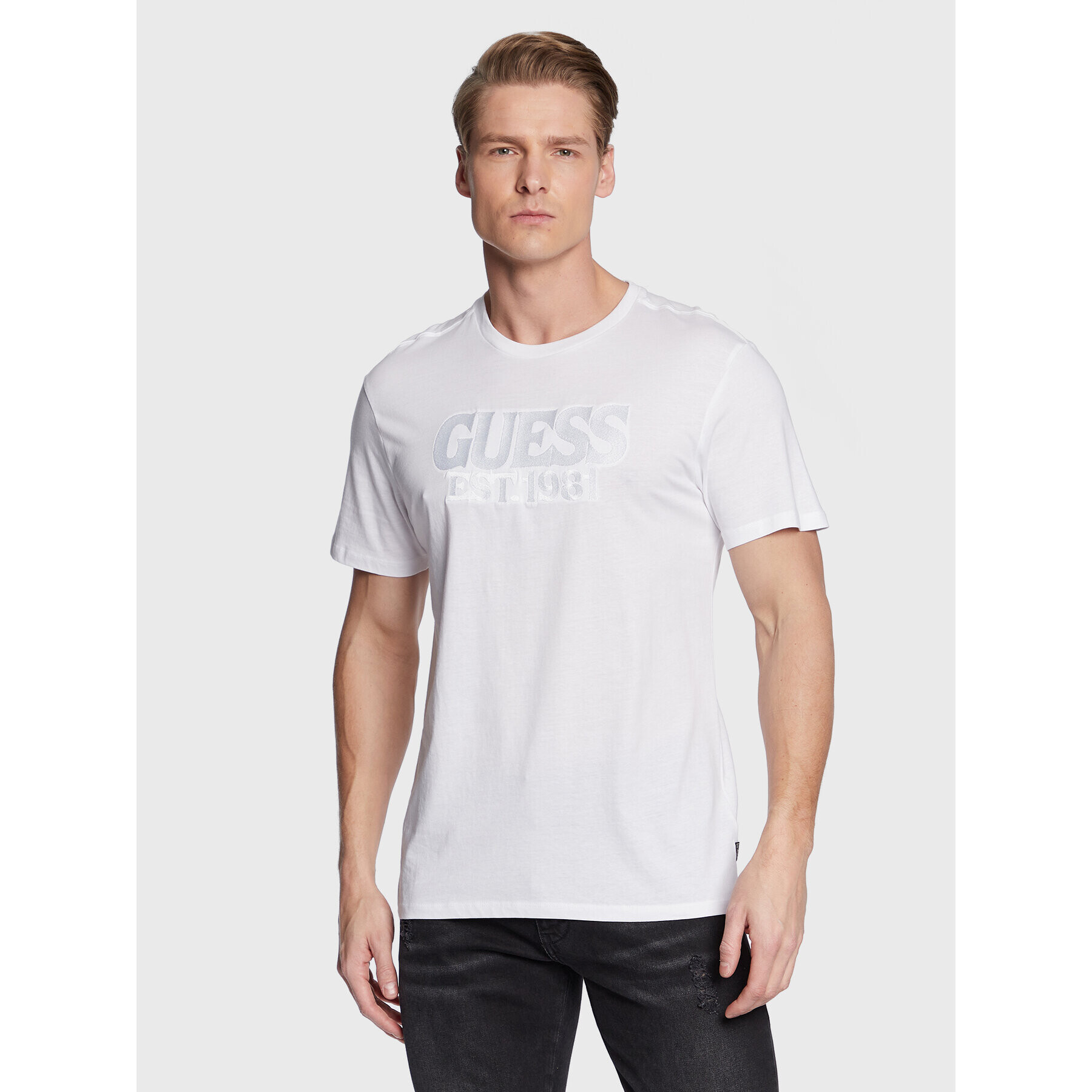 Guess Тишърт M3GI56 K9RM3 Бял Slim Fit - Pepit.bg