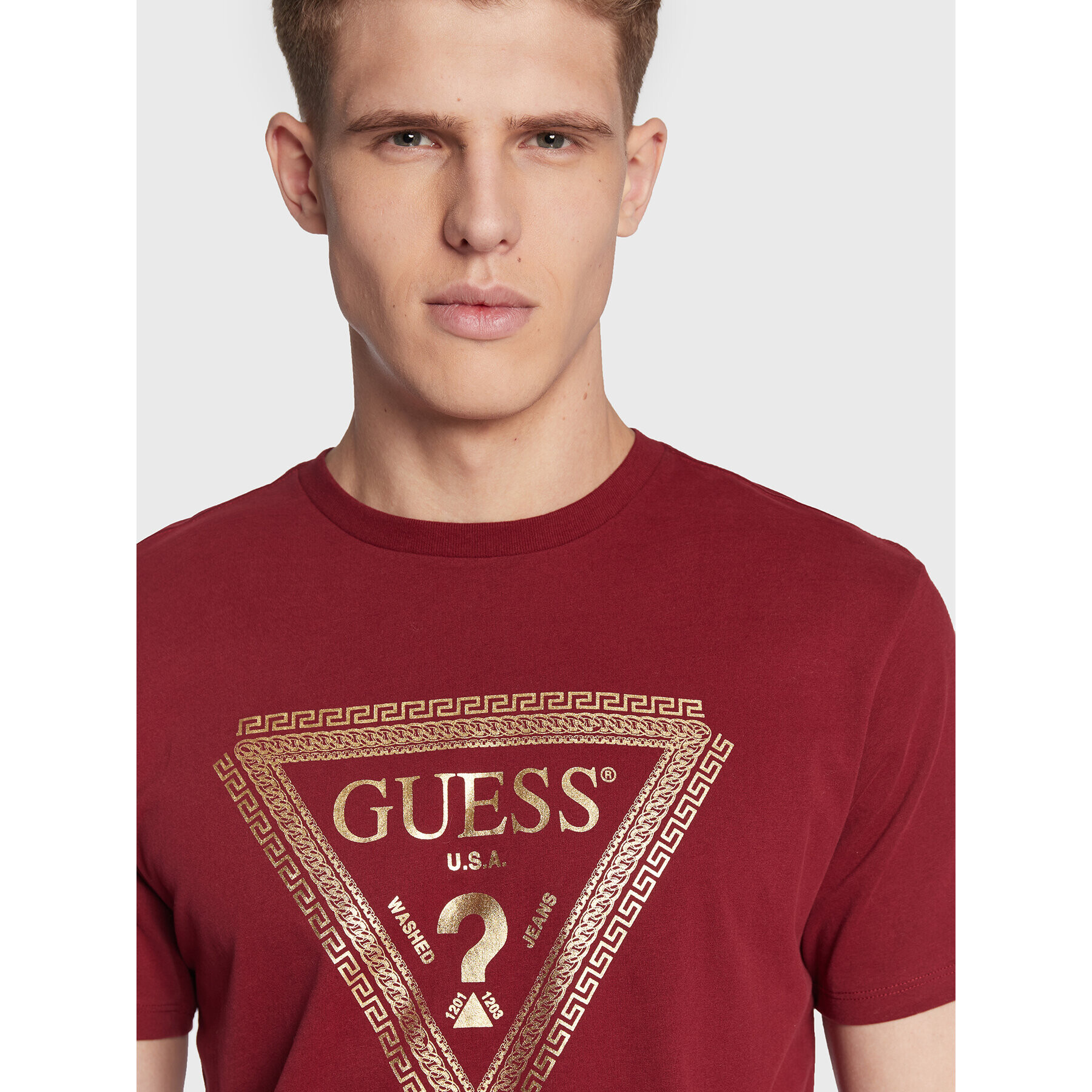 Guess Тишърт M3RI68 KBDK0 Бордо Slim Fit - Pepit.bg