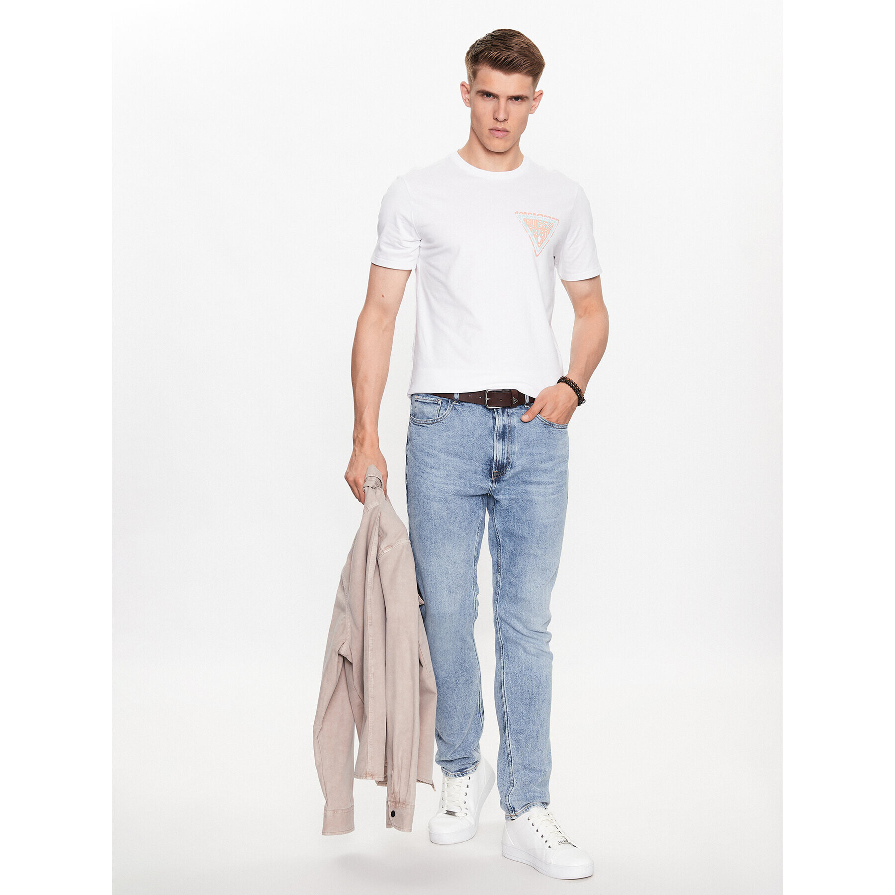 Guess Тишърт M3YI22 J1314 Бял Slim Fit - Pepit.bg