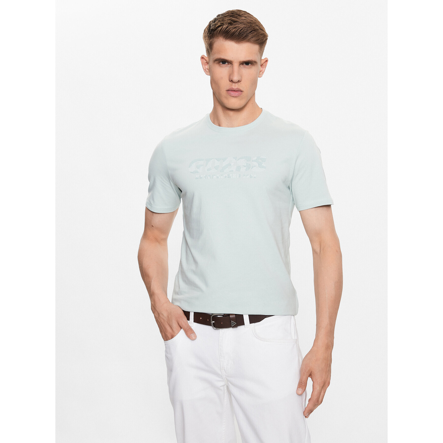 Guess Тишърт M3YI26 J1314 Син Slim Fit - Pepit.bg