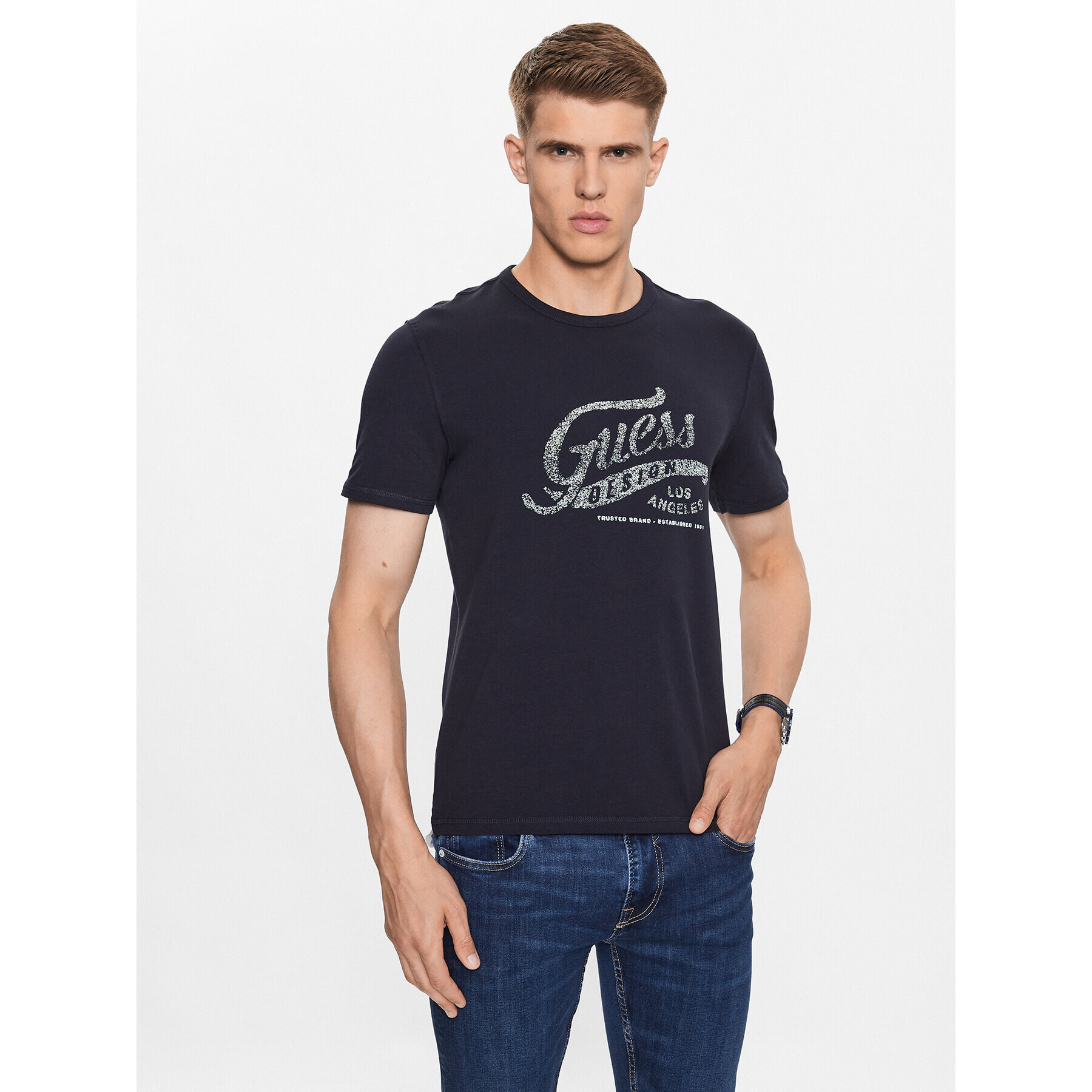 Guess Тишърт M3YI27 J1314 Син Slim Fit - Pepit.bg