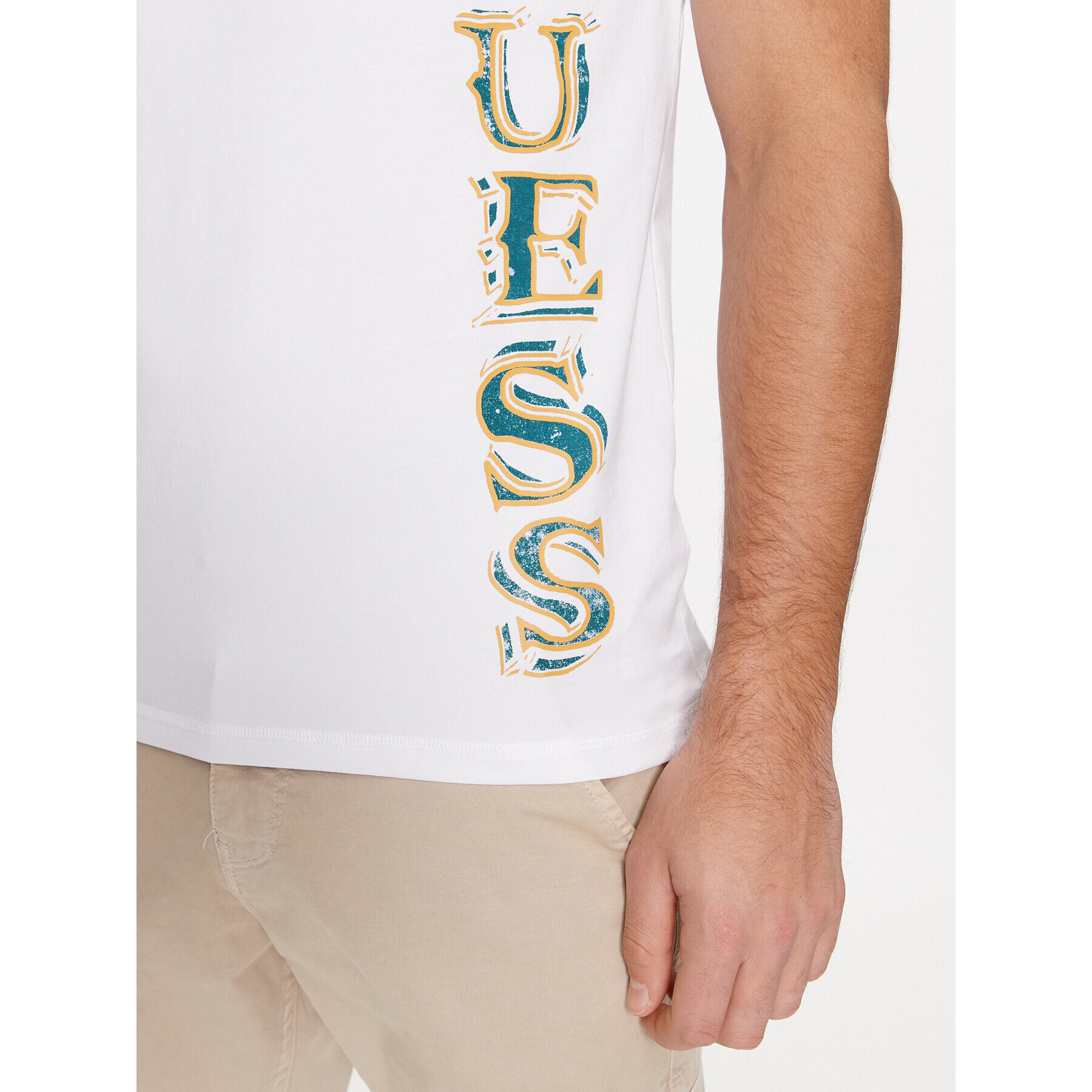 Guess Тишърт M4RI30 J1314 Бял Slim Fit - Pepit.bg