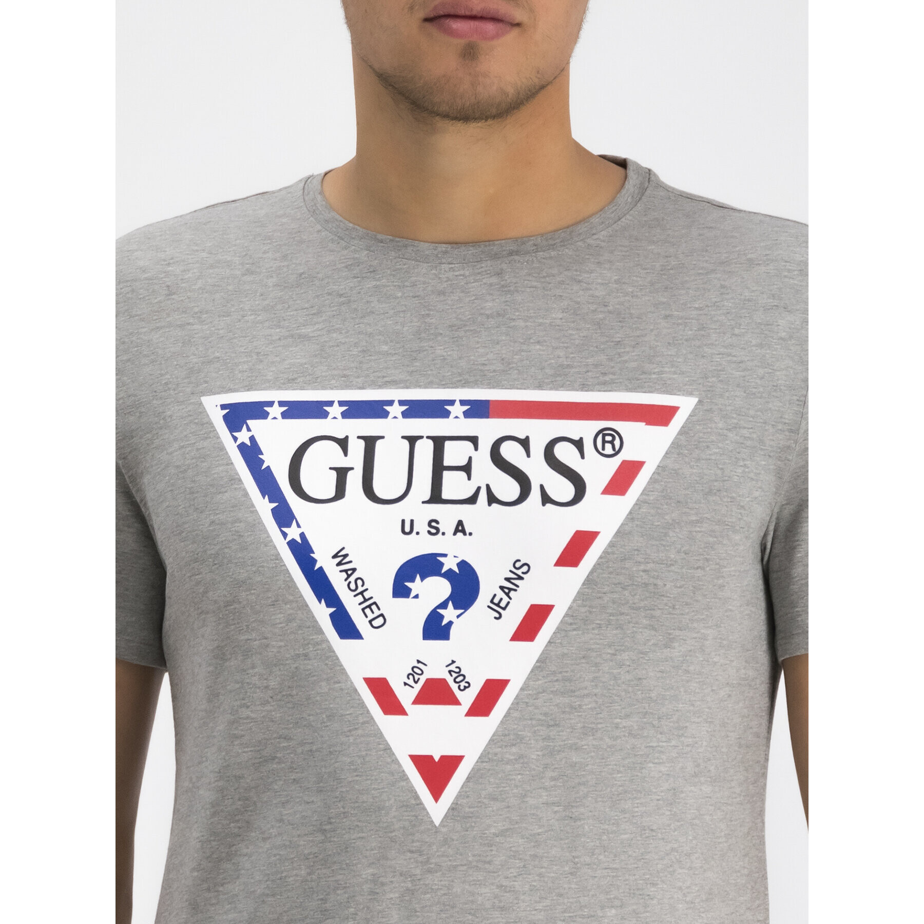 Guess Тишърт M93I21 J1300 Сив Slim Fit - Pepit.bg