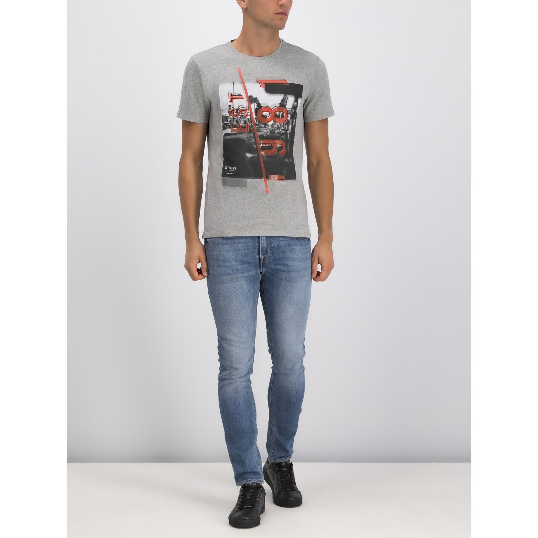 Guess Тишърт M93I32 J1300 Сив Slim Fit - Pepit.bg