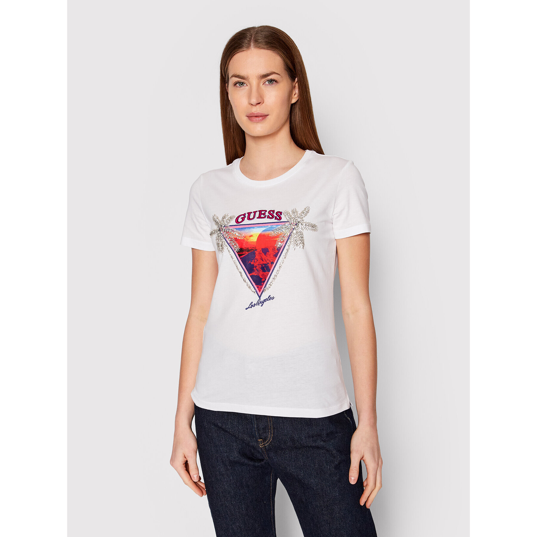 Guess Тишърт Manica Corta W2GI41JA900 Бял Regular Fit - Pepit.bg