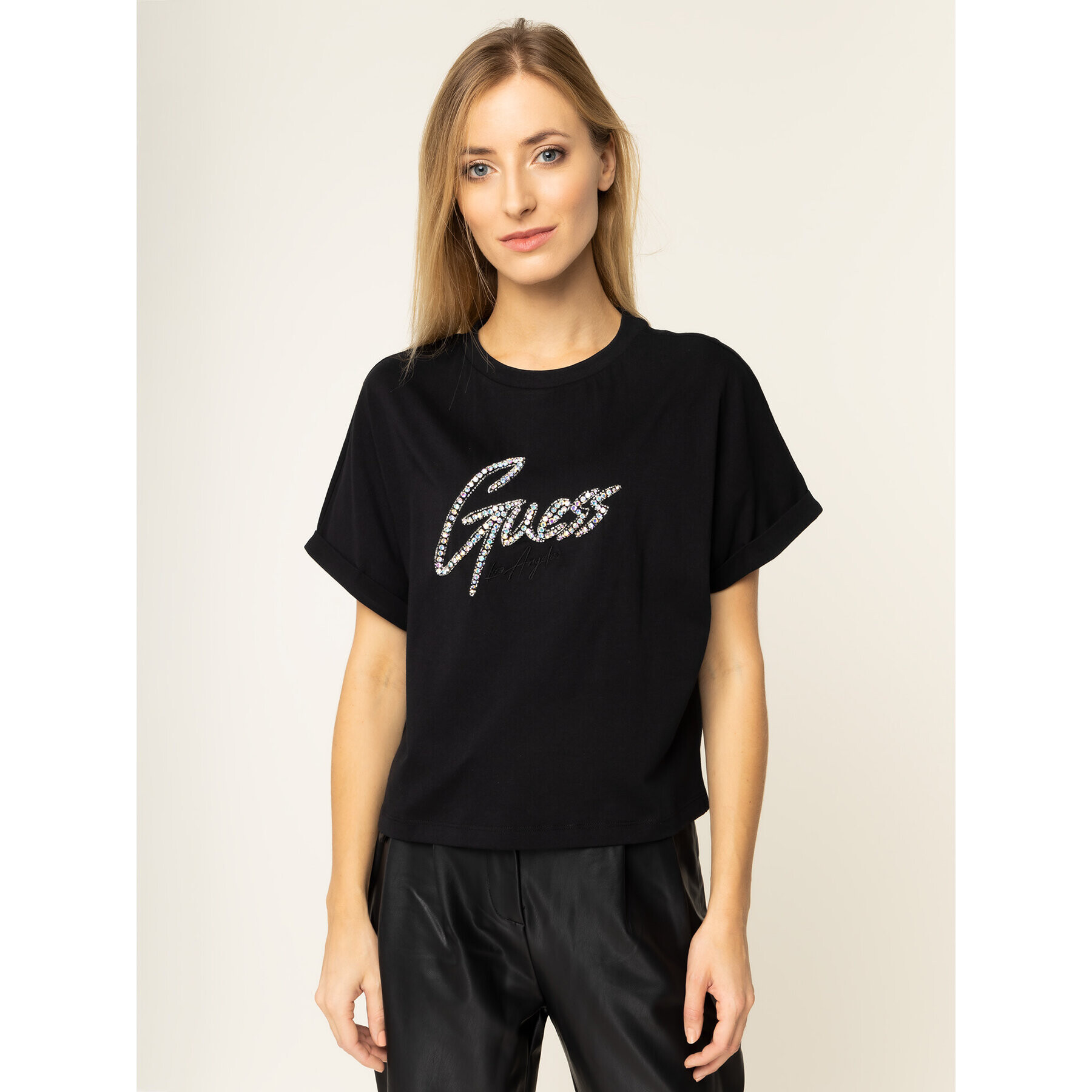 Guess Тишърт Marlene Tee W01I78 I3Z00 Черен Oversize - Pepit.bg
