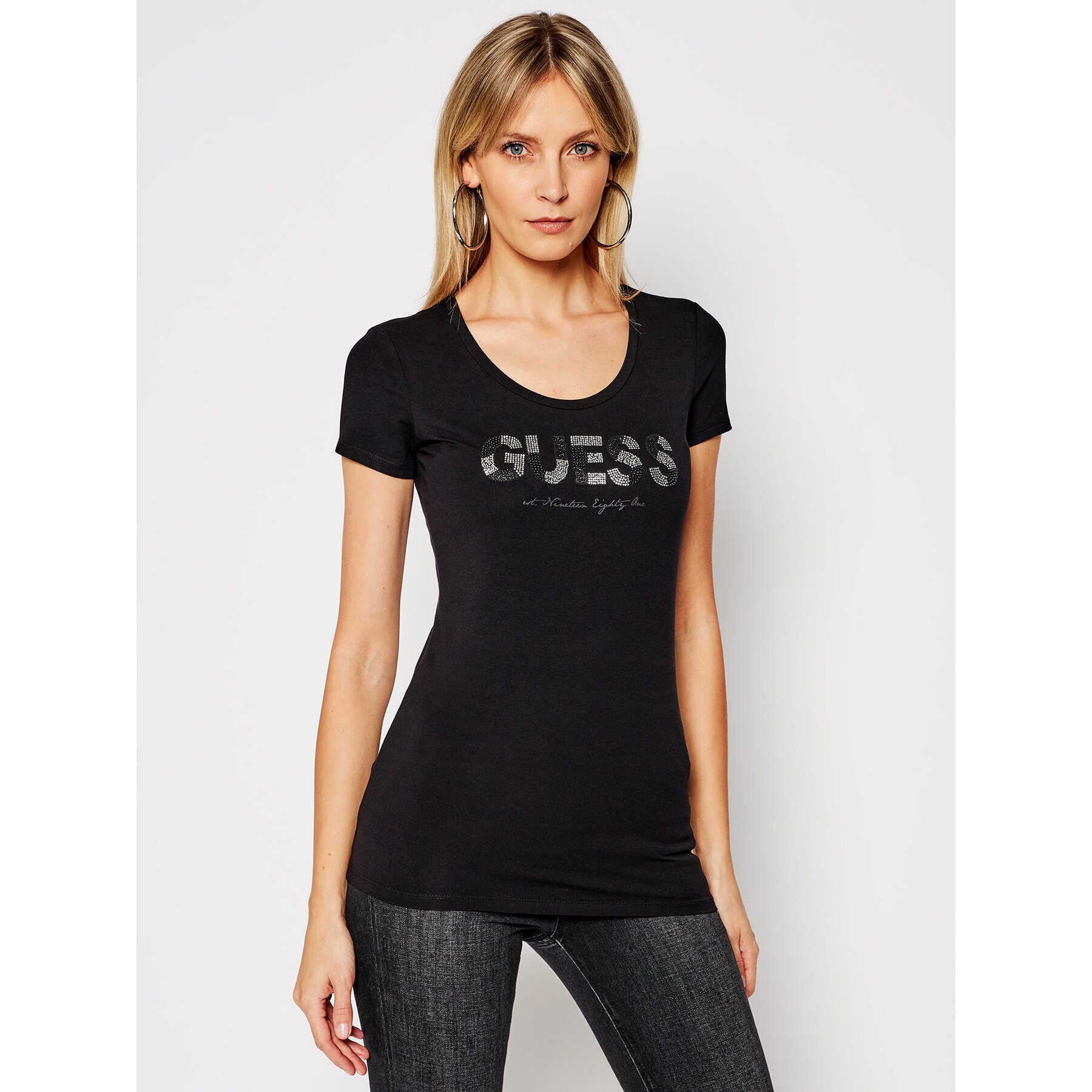 Guess Тишърт Martina Tee W1GI36 J1300 Черен Slim Fit - Pepit.bg