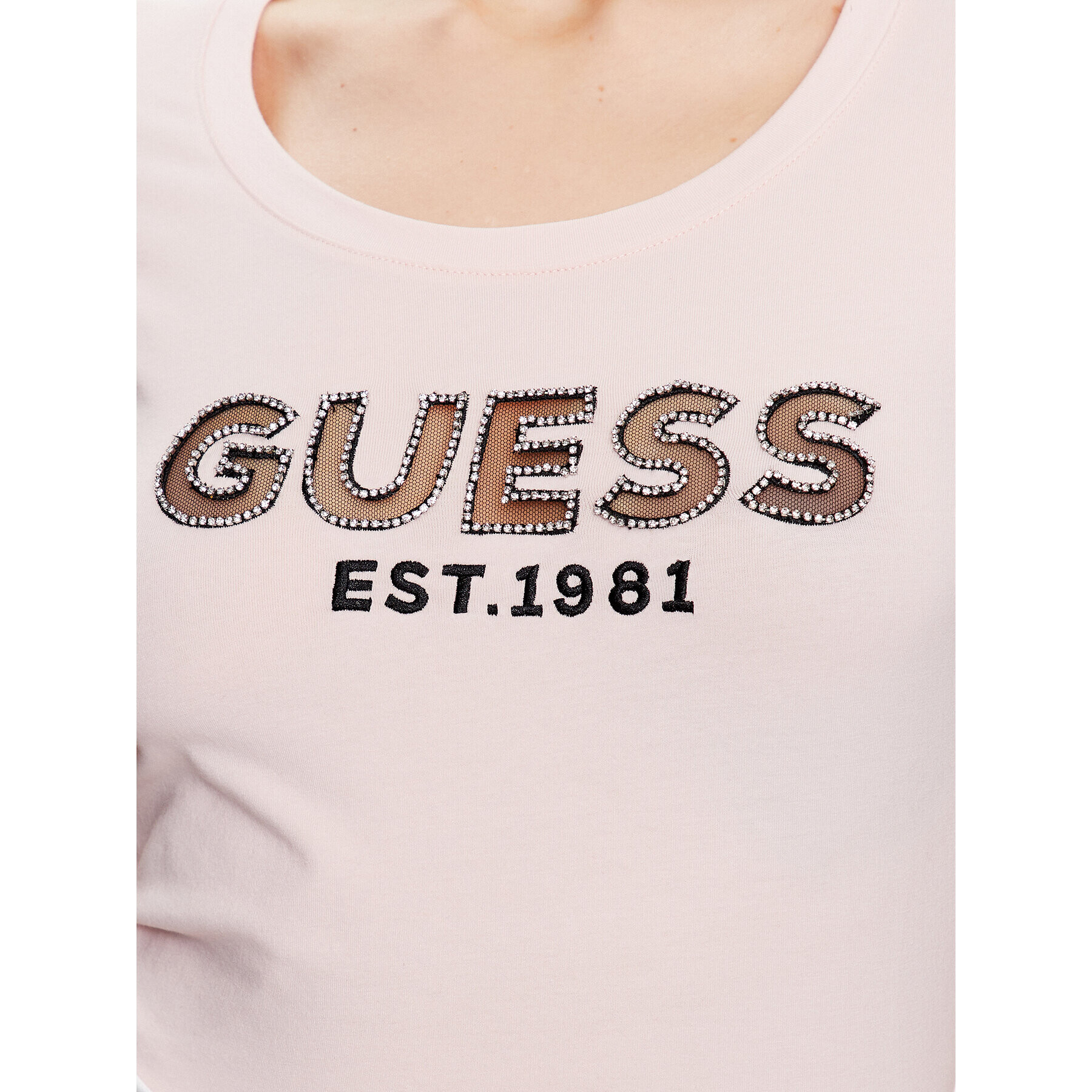 Guess Тишърт Mesh Logo W3GI35 J1300 Розов Slim Fit - Pepit.bg