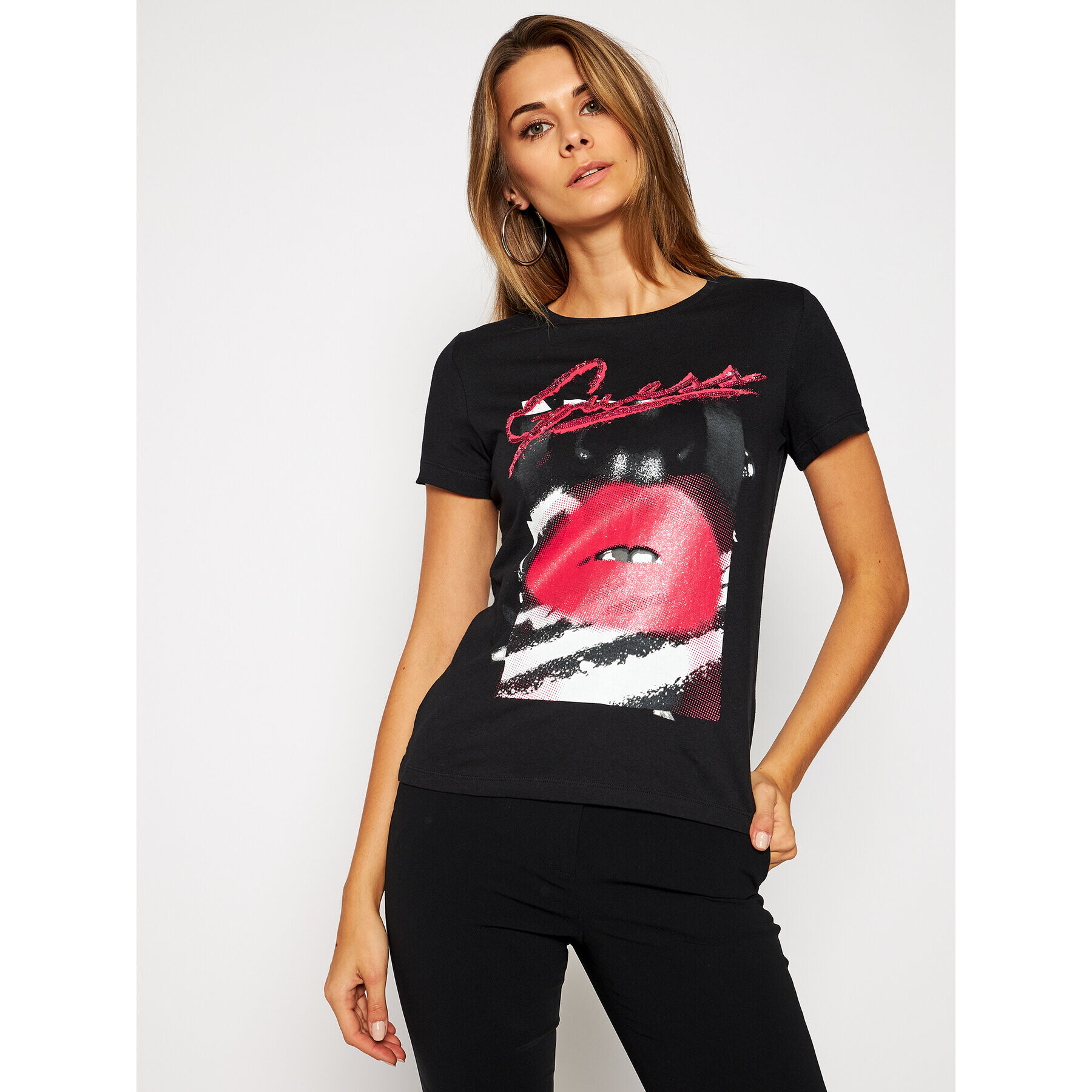 Guess Тишърт Milena W0BI14 K7DN0 Черен Regular Fit - Pepit.bg