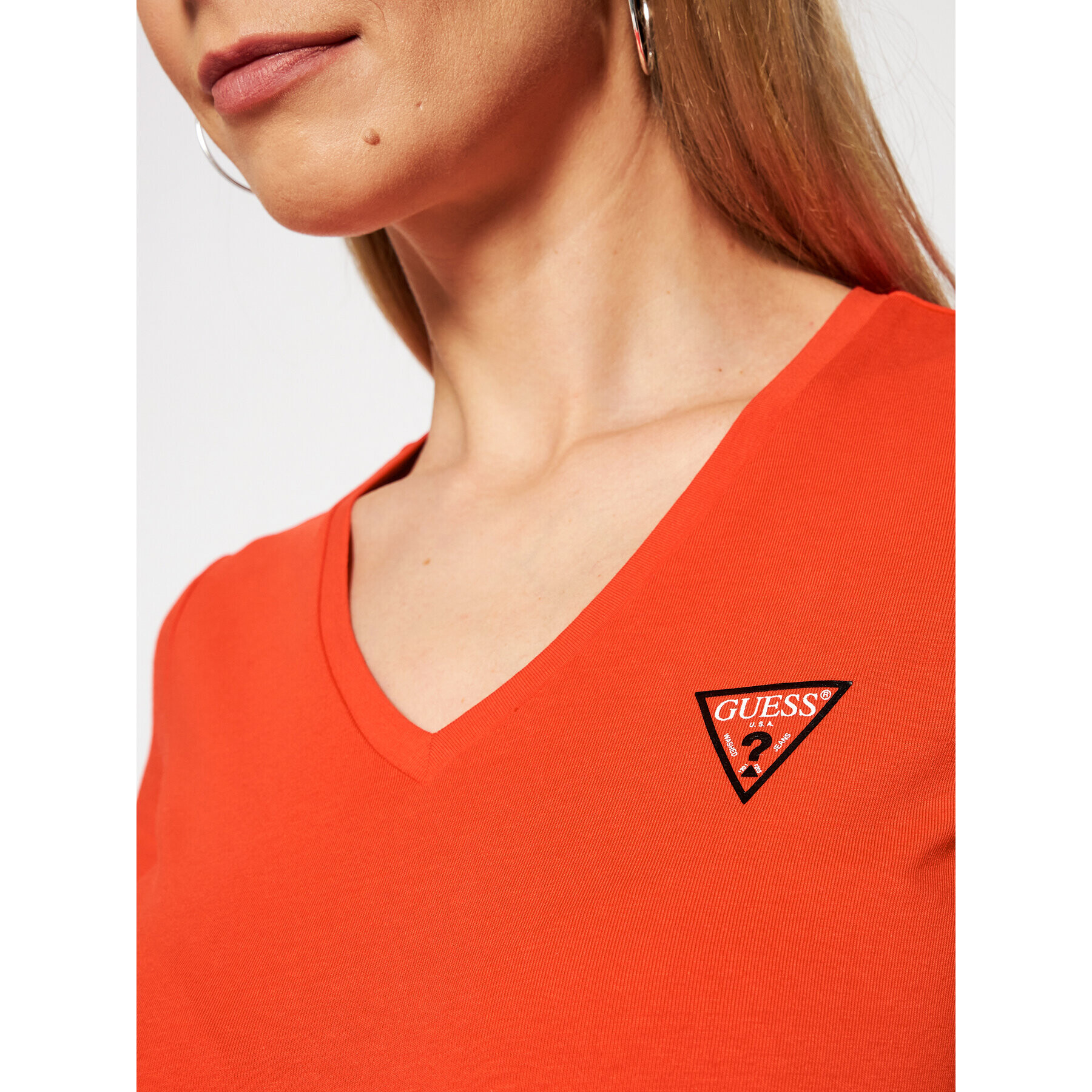 Guess Тишърт Mini Triangle W1GI17 J1311 Оранжев Slim Fit - Pepit.bg