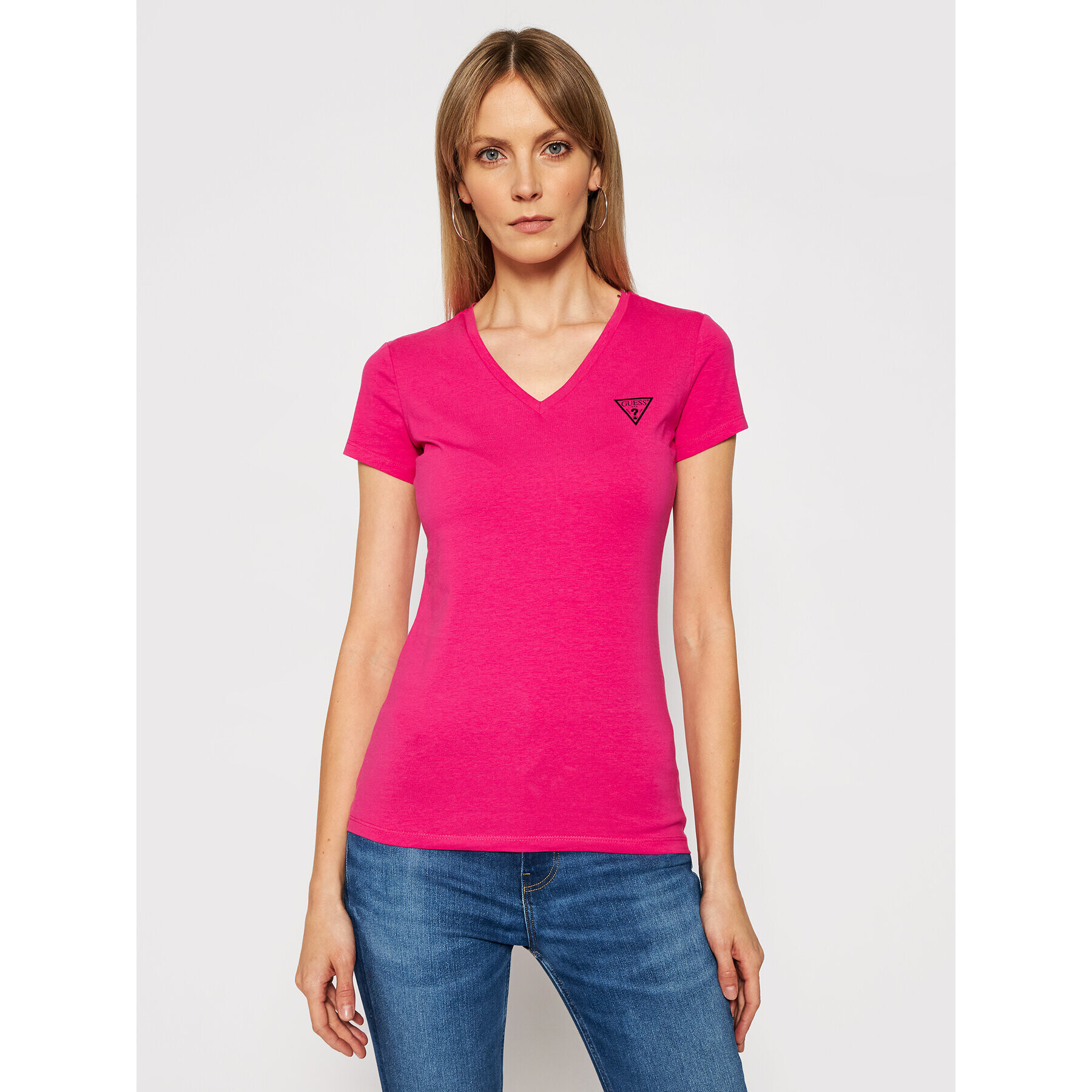 Guess Тишърт Mini Triangle W1GI17 J1311 Розов Slim Fit - Pepit.bg