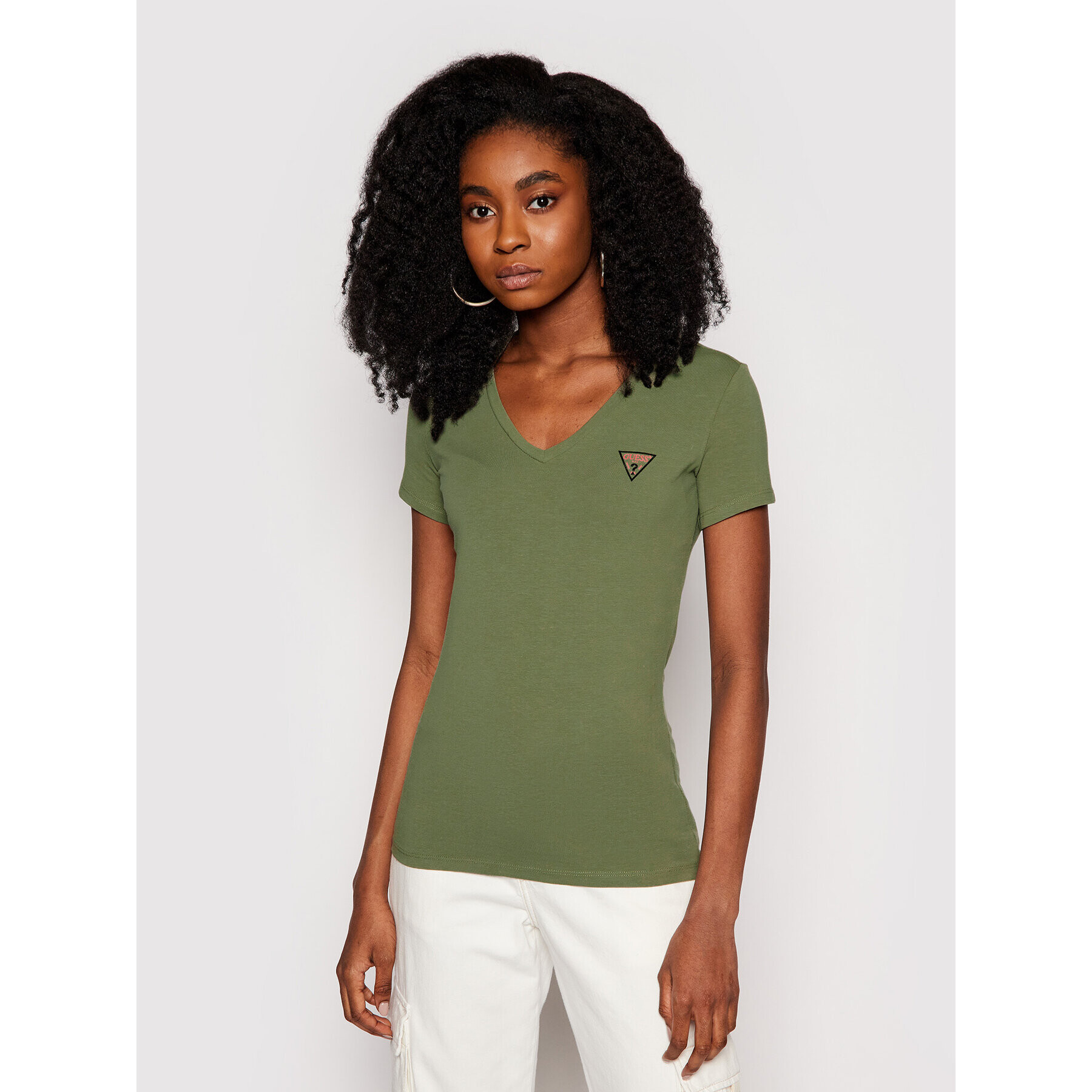 Guess Тишърт Mini Triangle W1GI17 J1311 Зелен Slim Fit - Pepit.bg