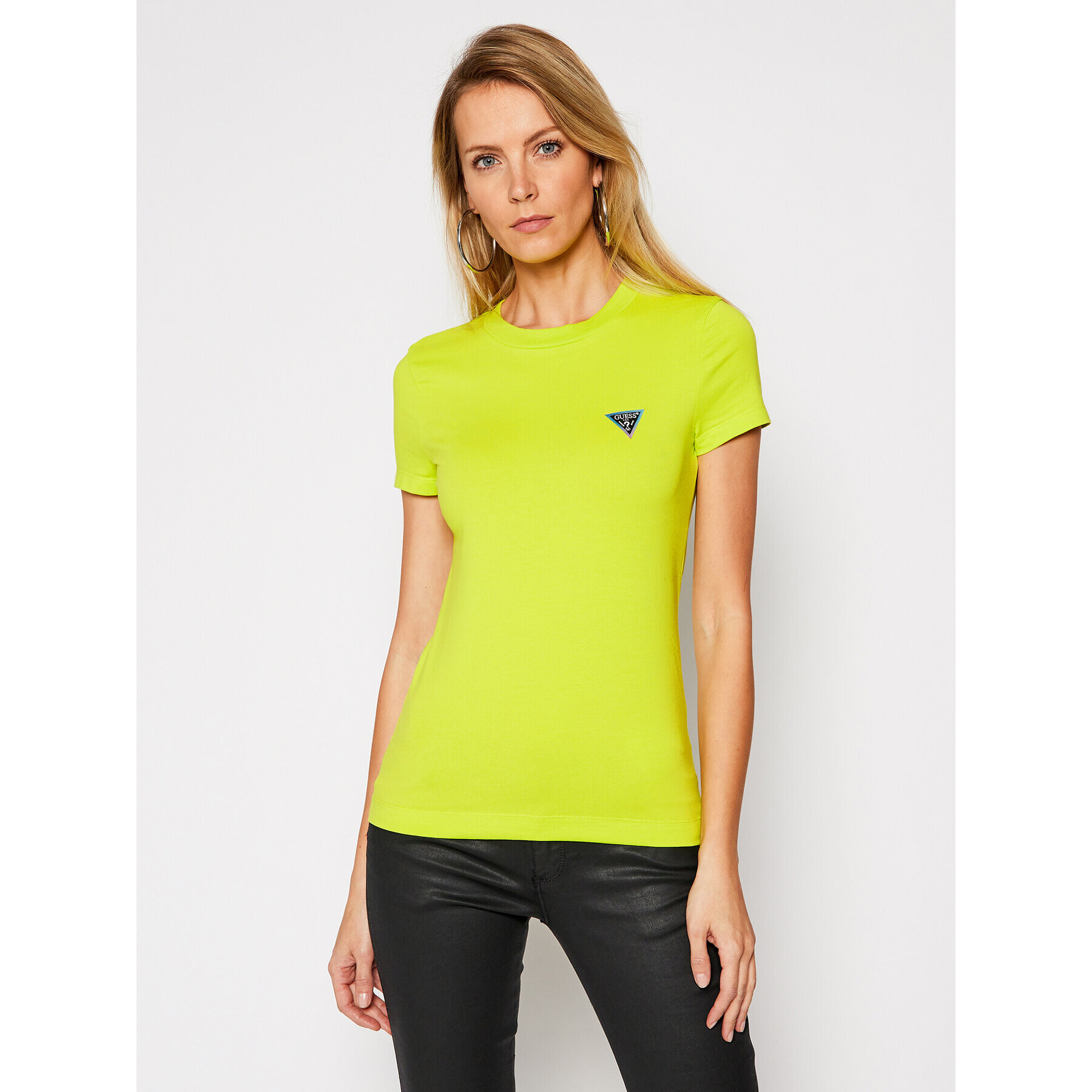 Guess Тишърт Mini Triangle W1RI04 J1311 Зелен Slim Fit - Pepit.bg