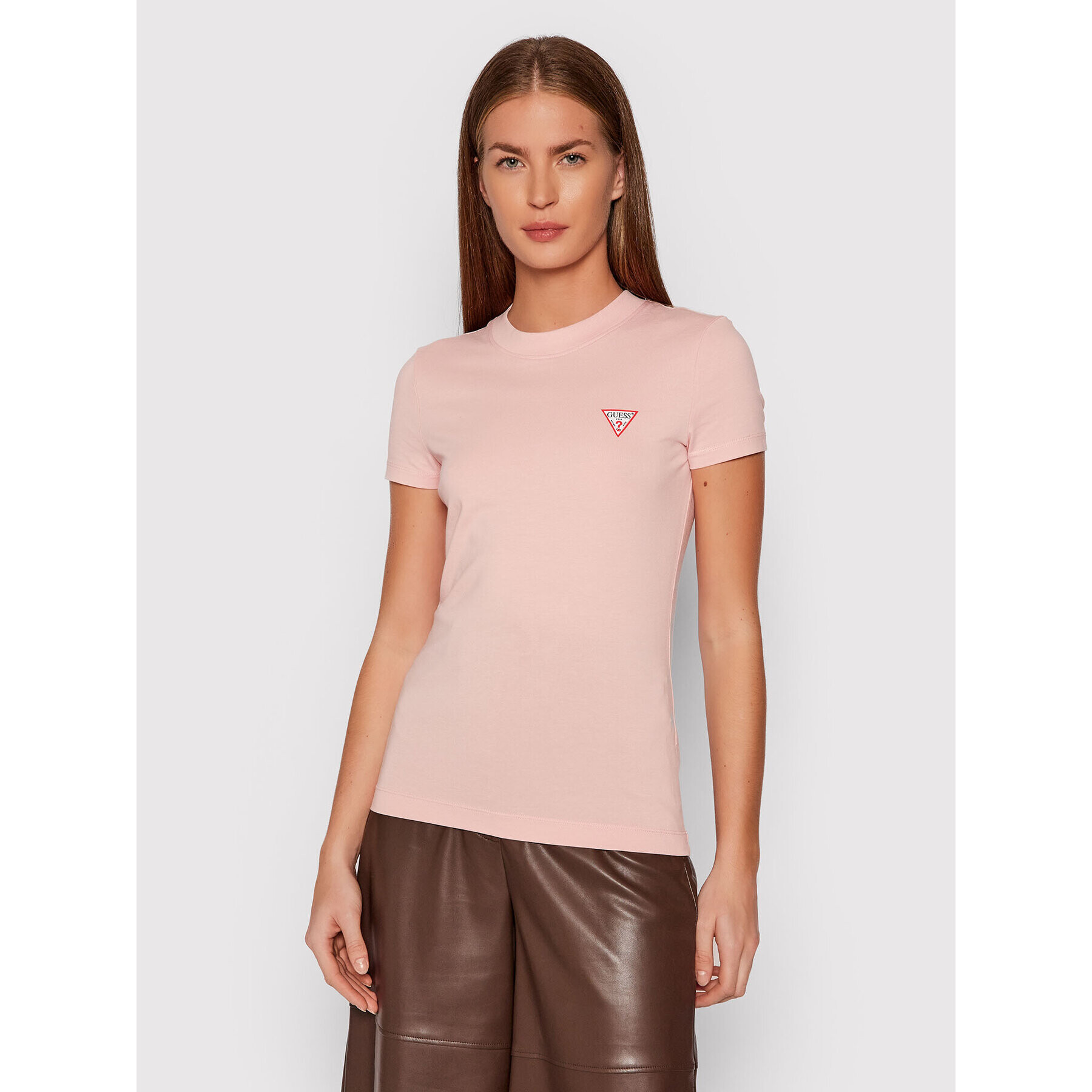 Guess Тишърт Mini Triangle W1YI0Z J1311 Розов Slim Fit - Pepit.bg