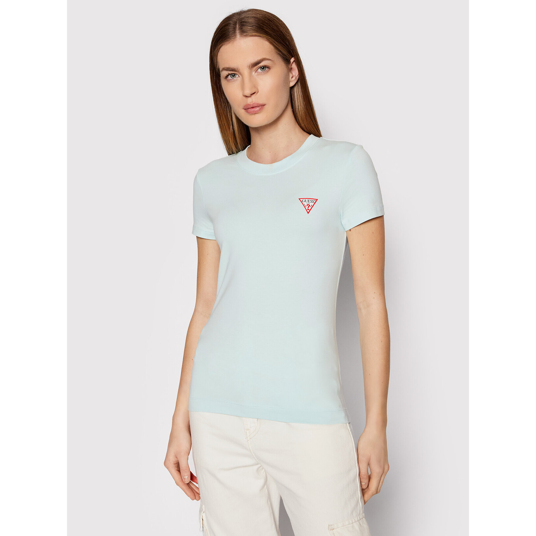 Guess Тишърт Mini Triangle W1YI0Z J1311 Син Slim Fit - Pepit.bg