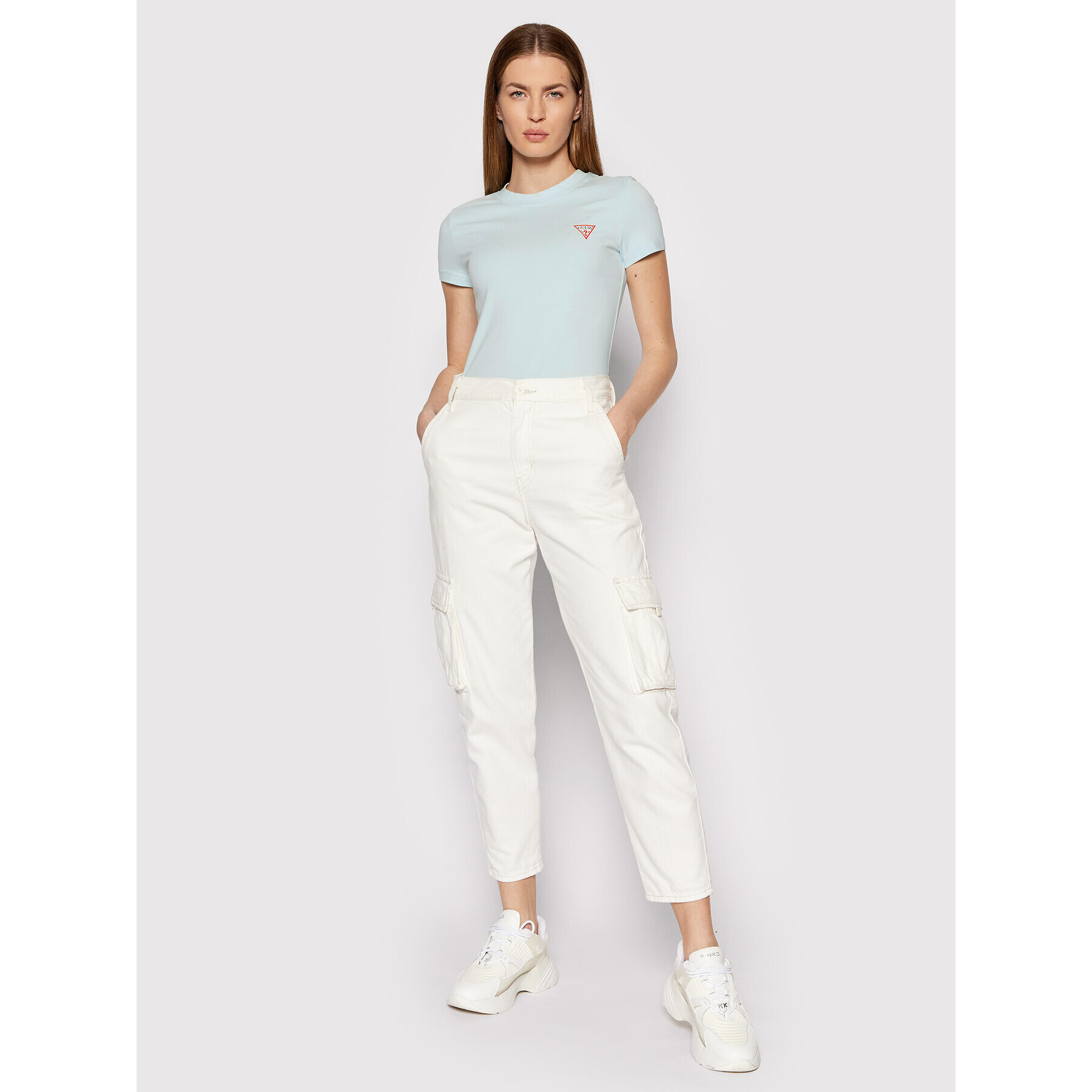Guess Тишърт Mini Triangle W1YI0Z J1311 Син Slim Fit - Pepit.bg