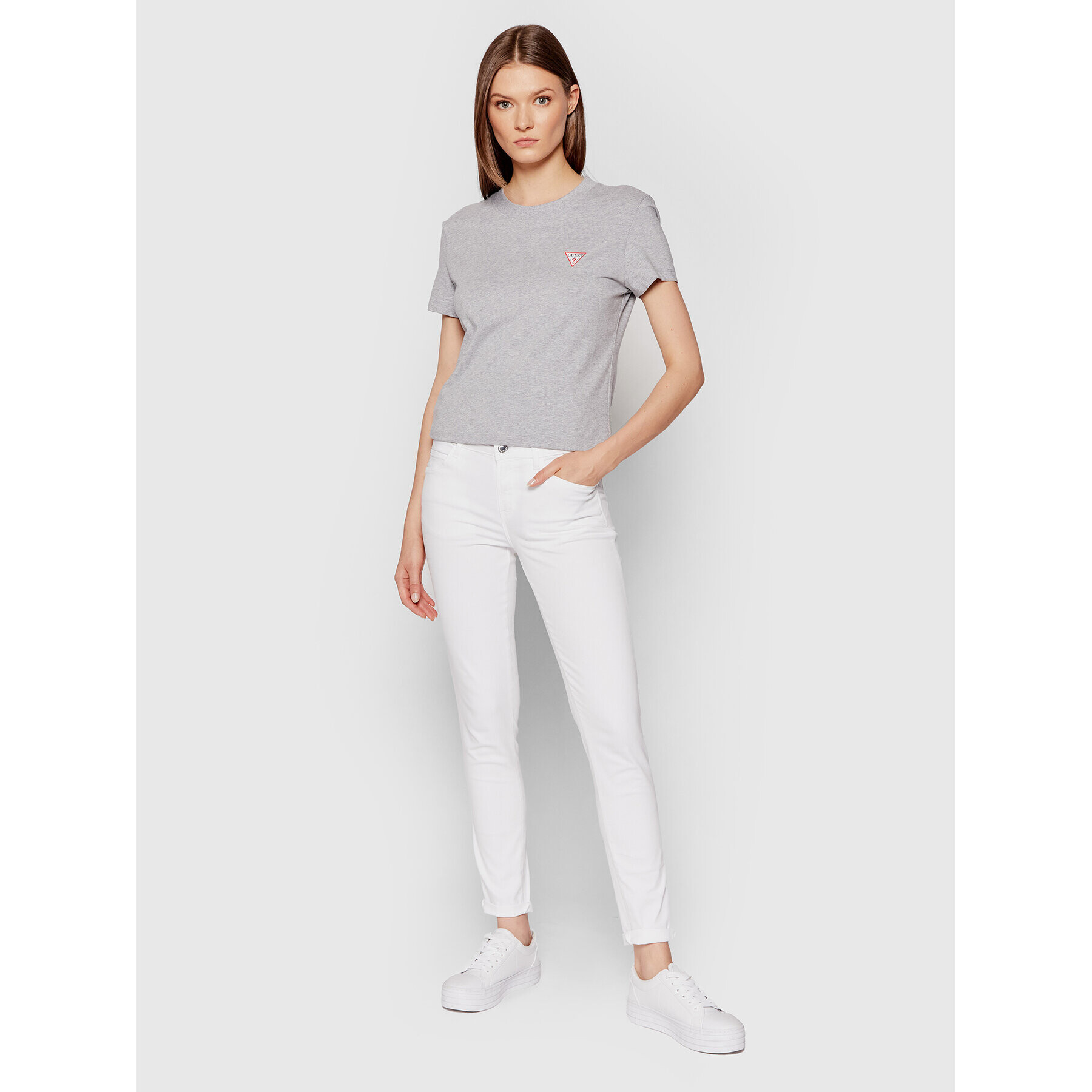 Guess Тишърт Mini Triangle W1YI0Z J1311 Сив Slim Fit - Pepit.bg