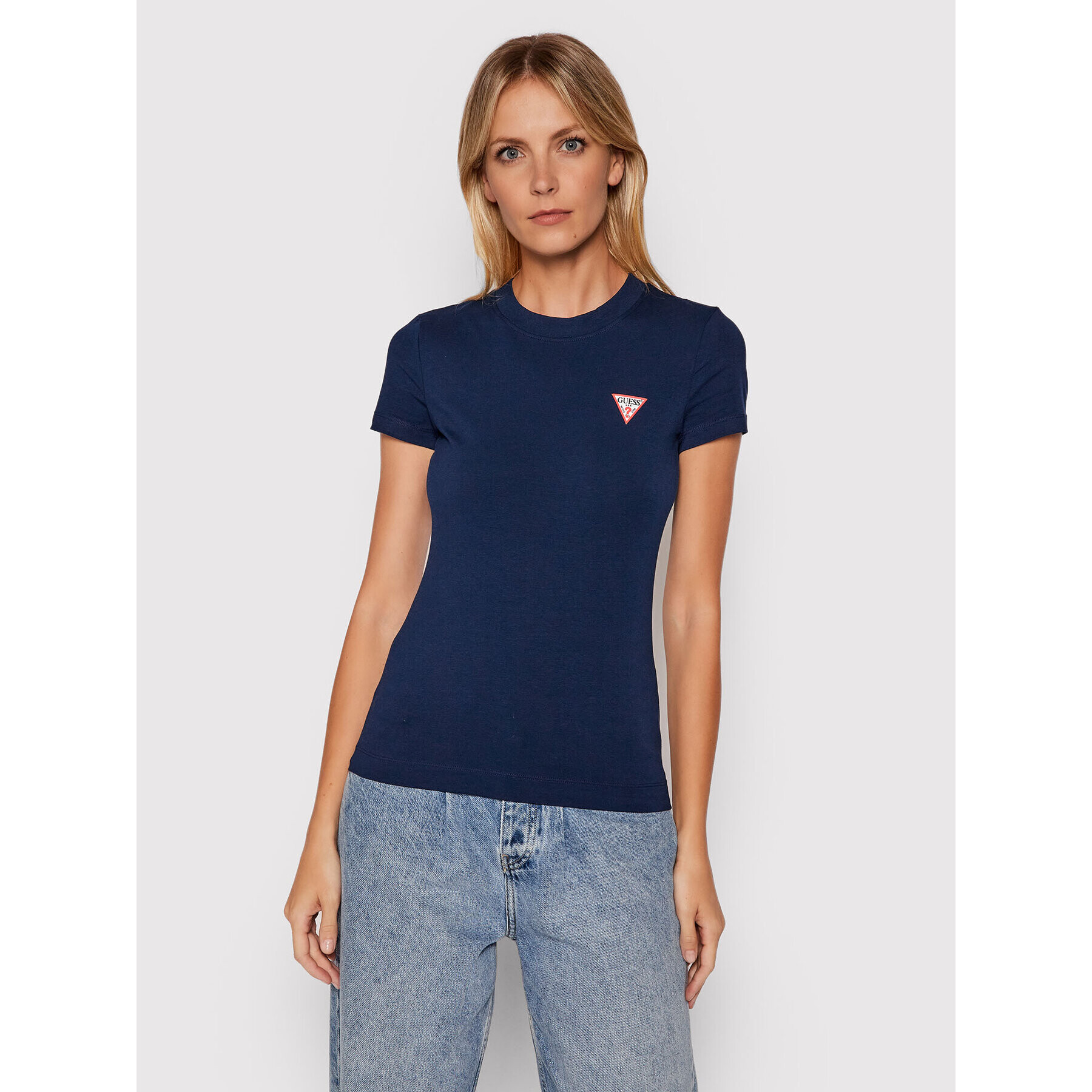 Guess Тишърт Mini Triangle W1YI0Z J1311 Тъмносин Slim Fit - Pepit.bg