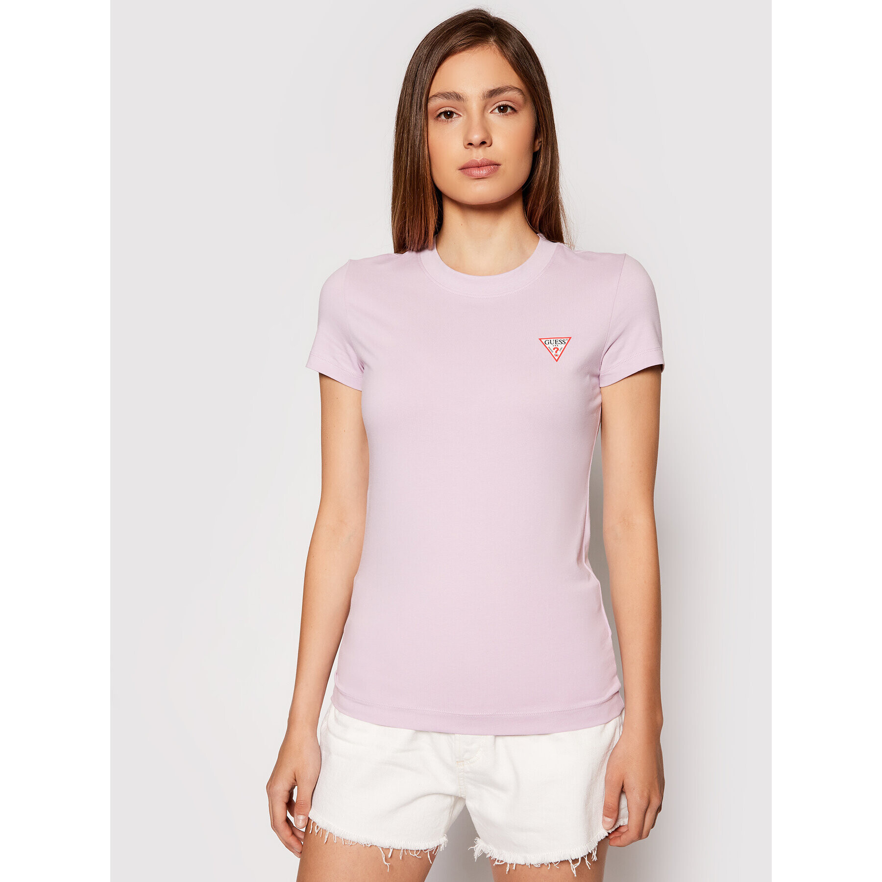 Guess Тишърт Mini Triangle W1YI0Z J1311 Виолетов Slim Fit - Pepit.bg