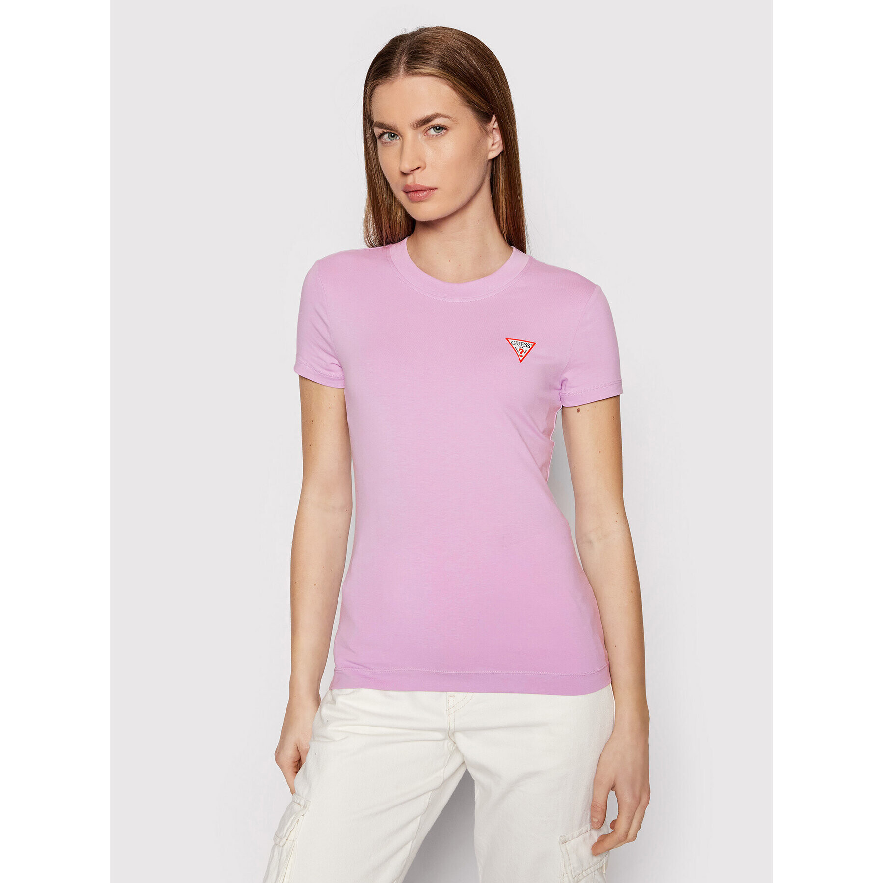 Guess Тишърт Mini Triangle W1YI0Z J1311 Виолетов Slim Fit - Pepit.bg