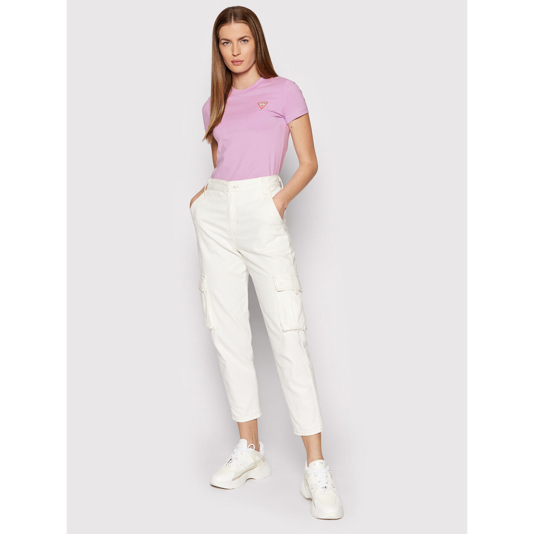 Guess Тишърт Mini Triangle W1YI0Z J1311 Виолетов Slim Fit - Pepit.bg