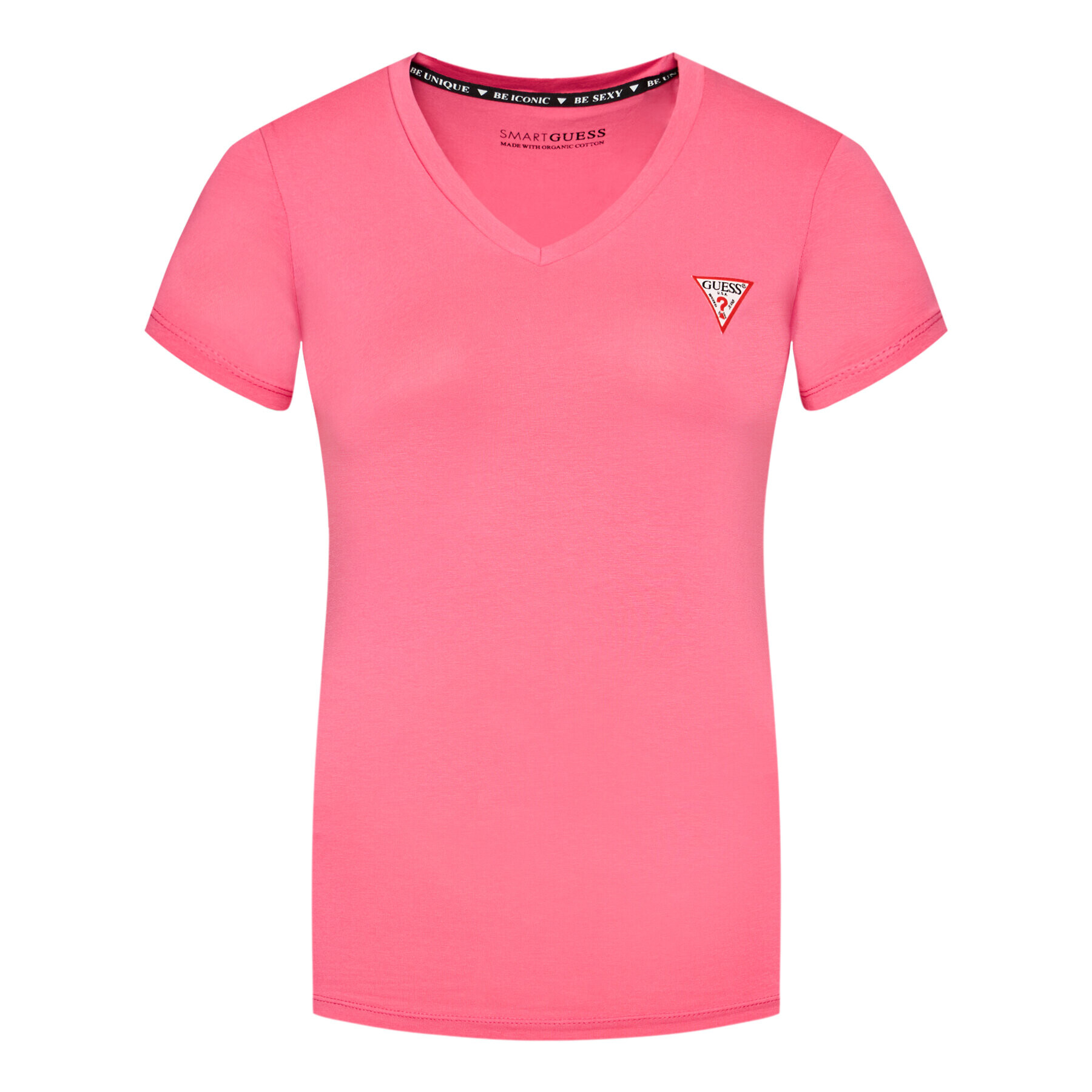 Guess Тишърт Mini Triangle W1YI1A J1311 Розов Slim Fit - Pepit.bg