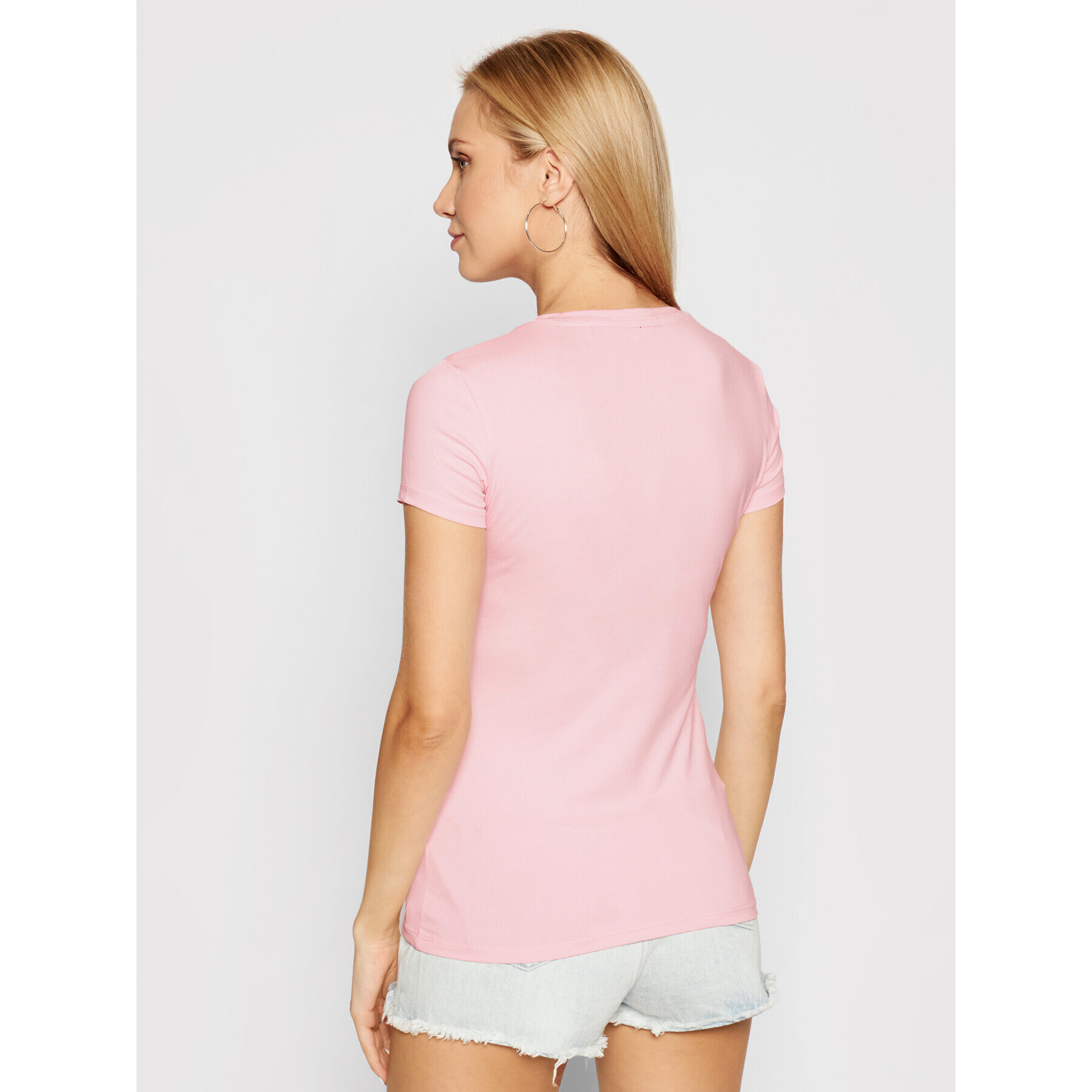 Guess Тишърт Mini Triangle W1YI1A J1311 Розов Slim Fit - Pepit.bg