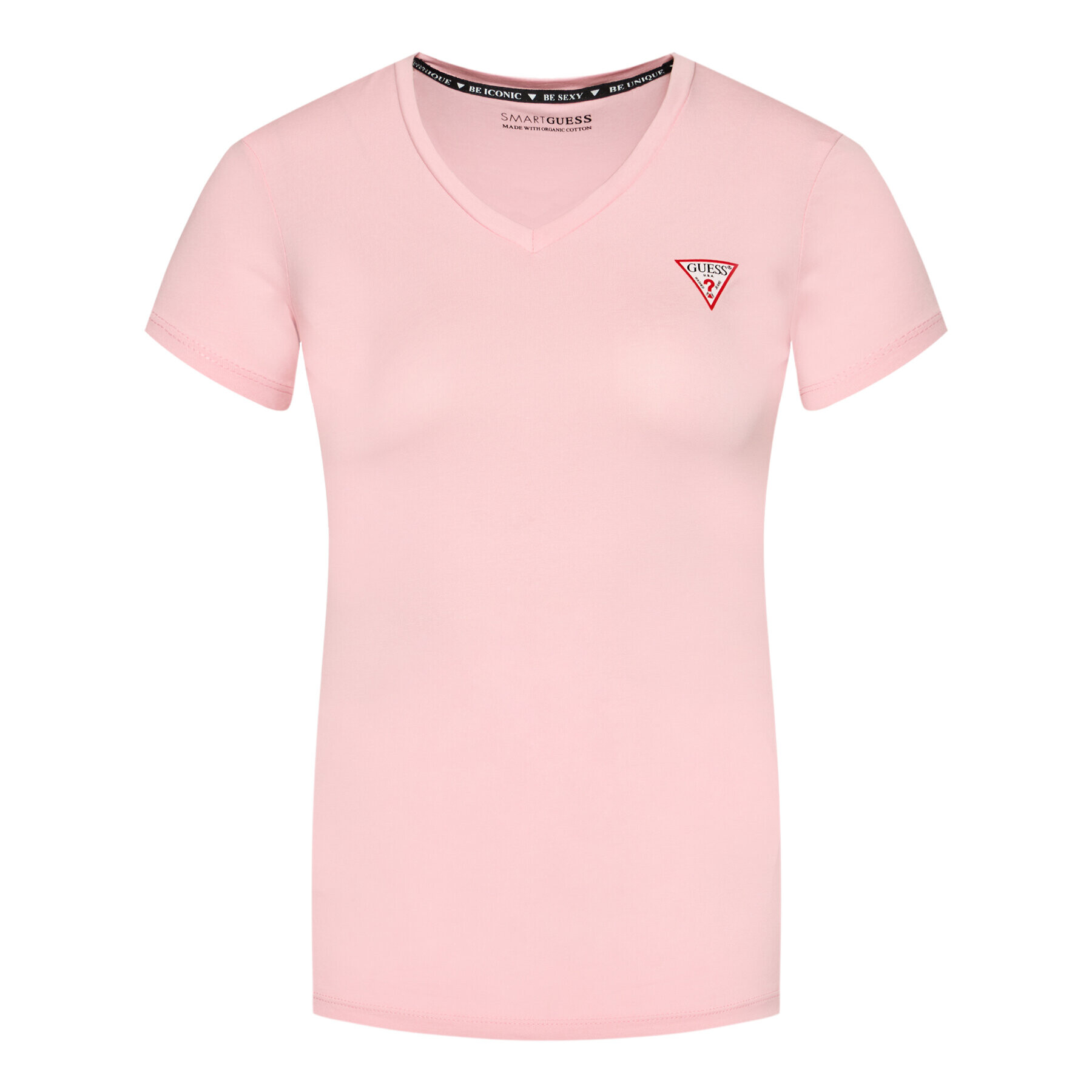 Guess Тишърт Mini Triangle W1YI1A J1311 Розов Slim Fit - Pepit.bg