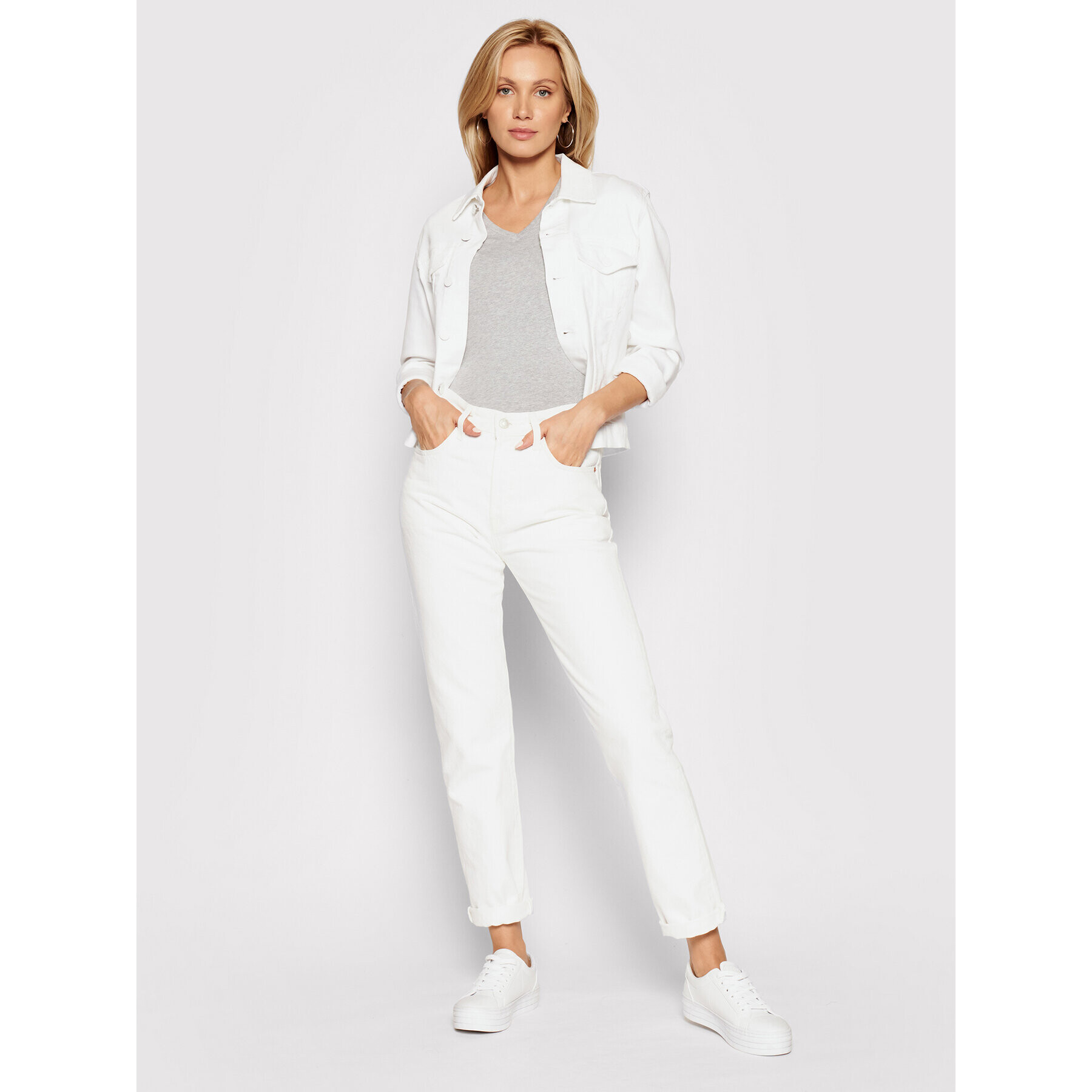 Guess Тишърт Mini Triangle W1YI1A J1311 Сив Slim Fit - Pepit.bg