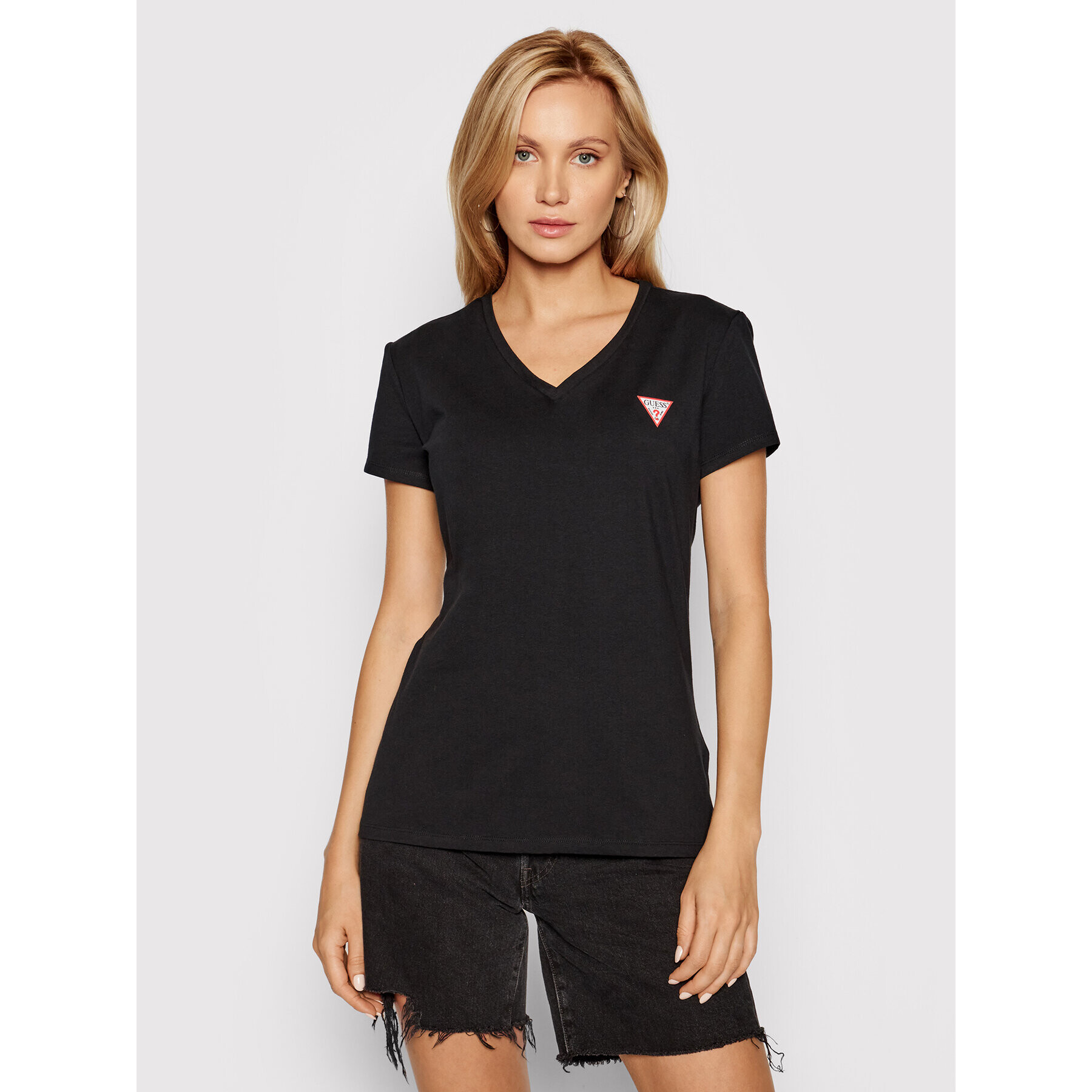 Guess Тишърт Mini Triangle W1YI1A J1311 Черен Slim Fit - Pepit.bg