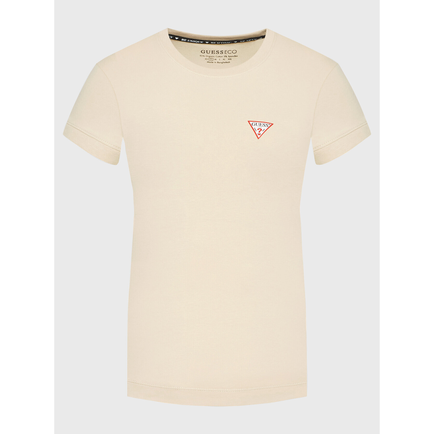 Guess Тишърт Mini Triangle W2YI44 J1311 Бежов Slim Fit - Pepit.bg