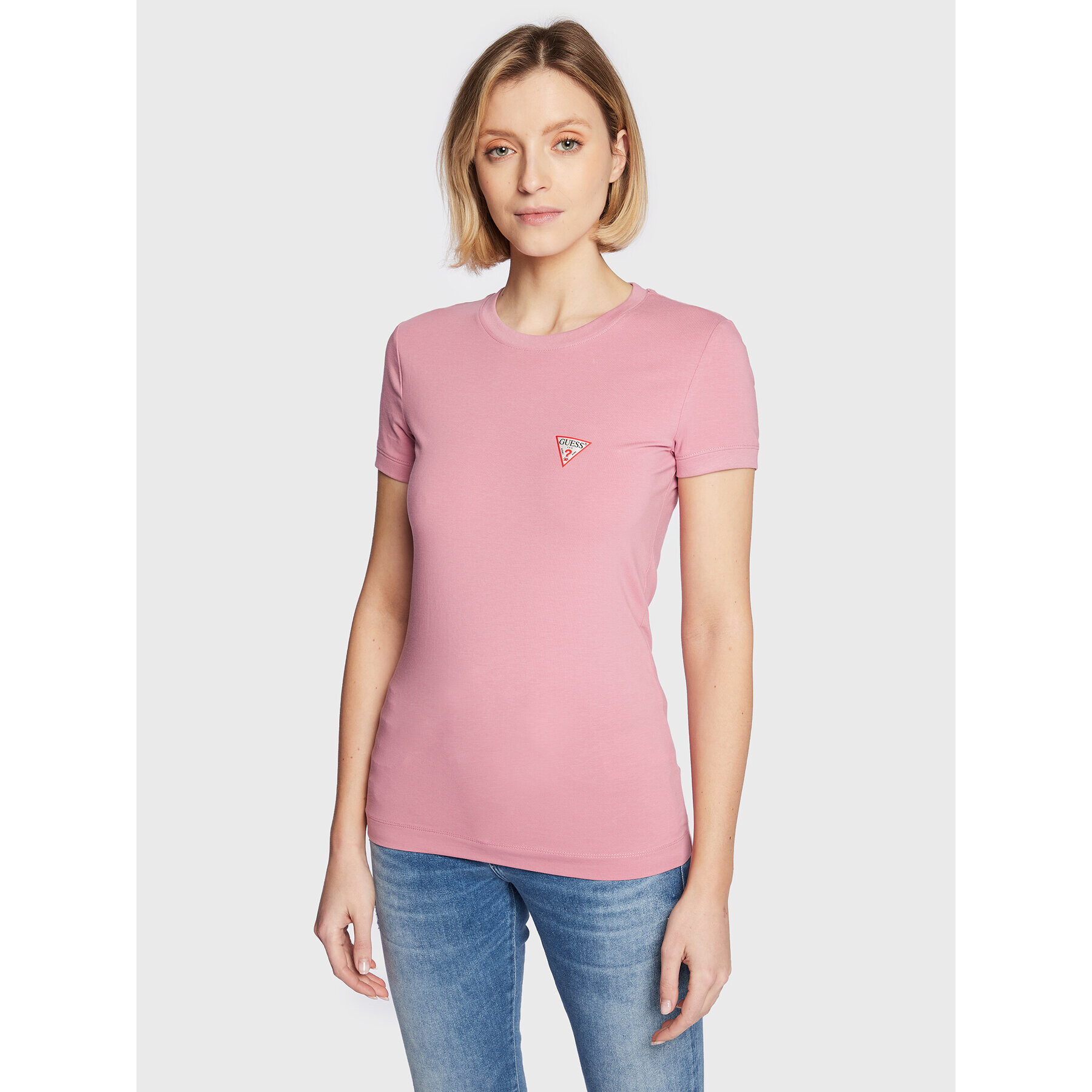 Guess Тишърт Mini Triangle W2YI44 J1311 Розов Slim Fit - Pepit.bg