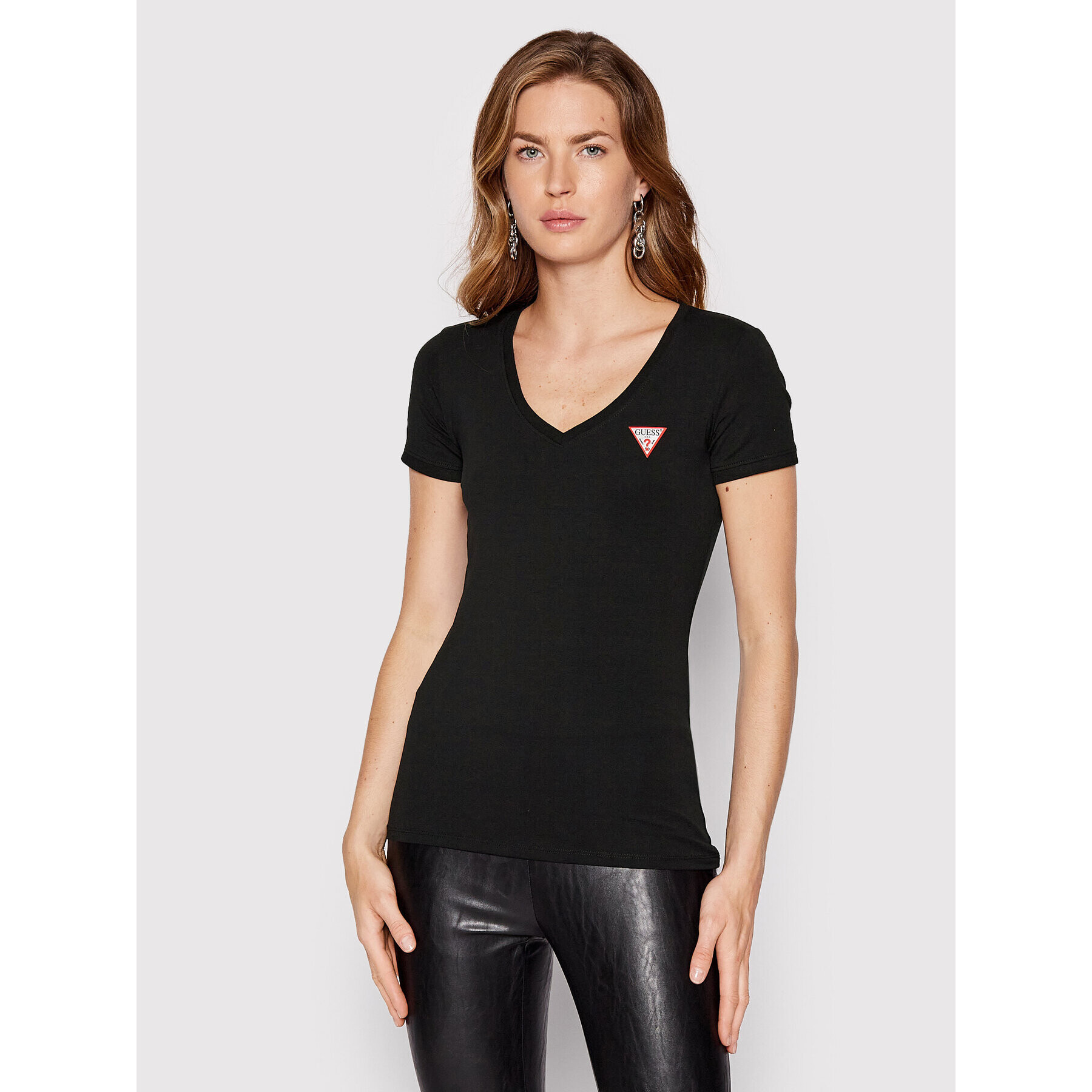 Guess Тишърт Mini Triangle W2YI45 J1311 Черен Slim Fit - Pepit.bg
