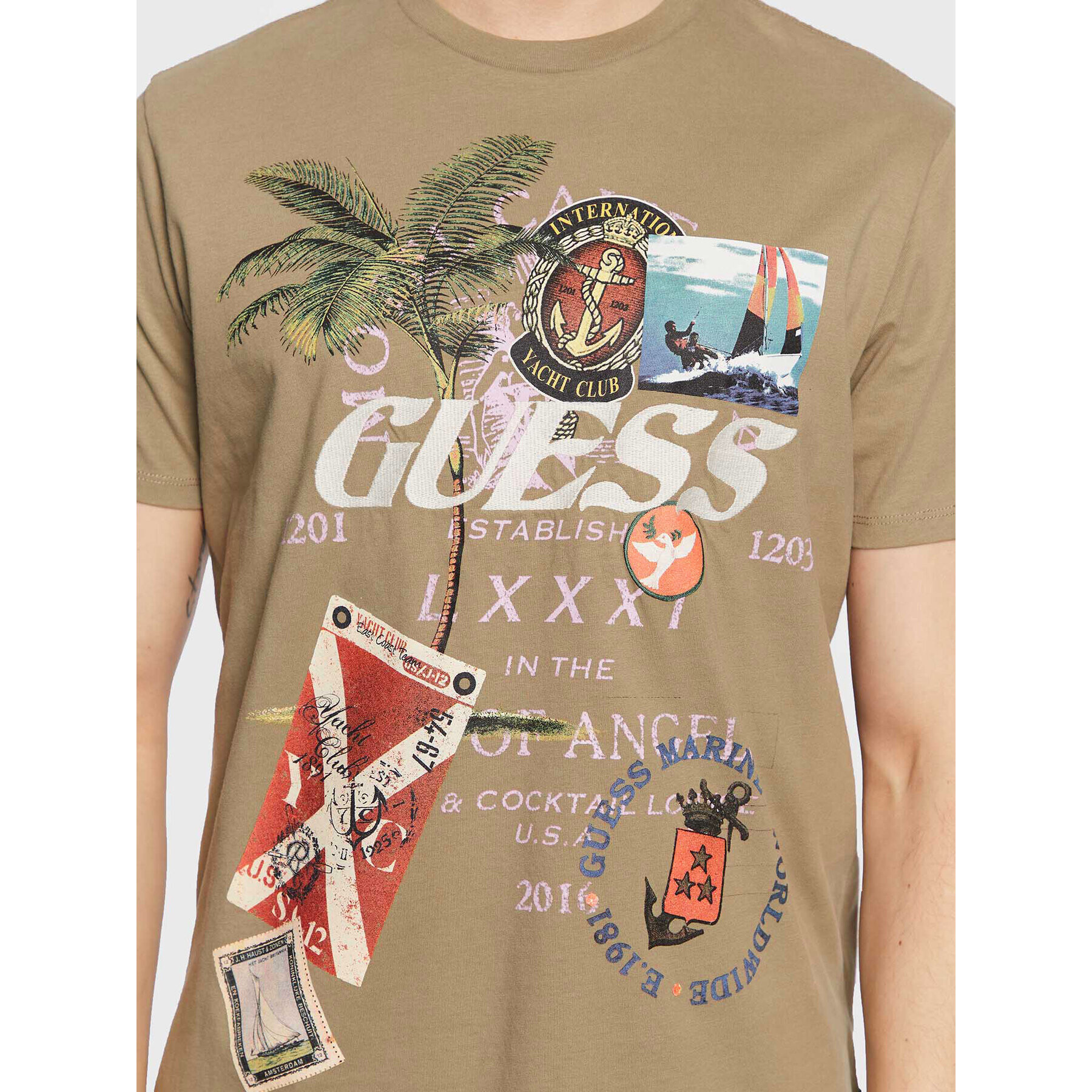 Guess Тишърт Nautical Collage M3GI38 KBDL0 Зелен Regular Fit - Pepit.bg