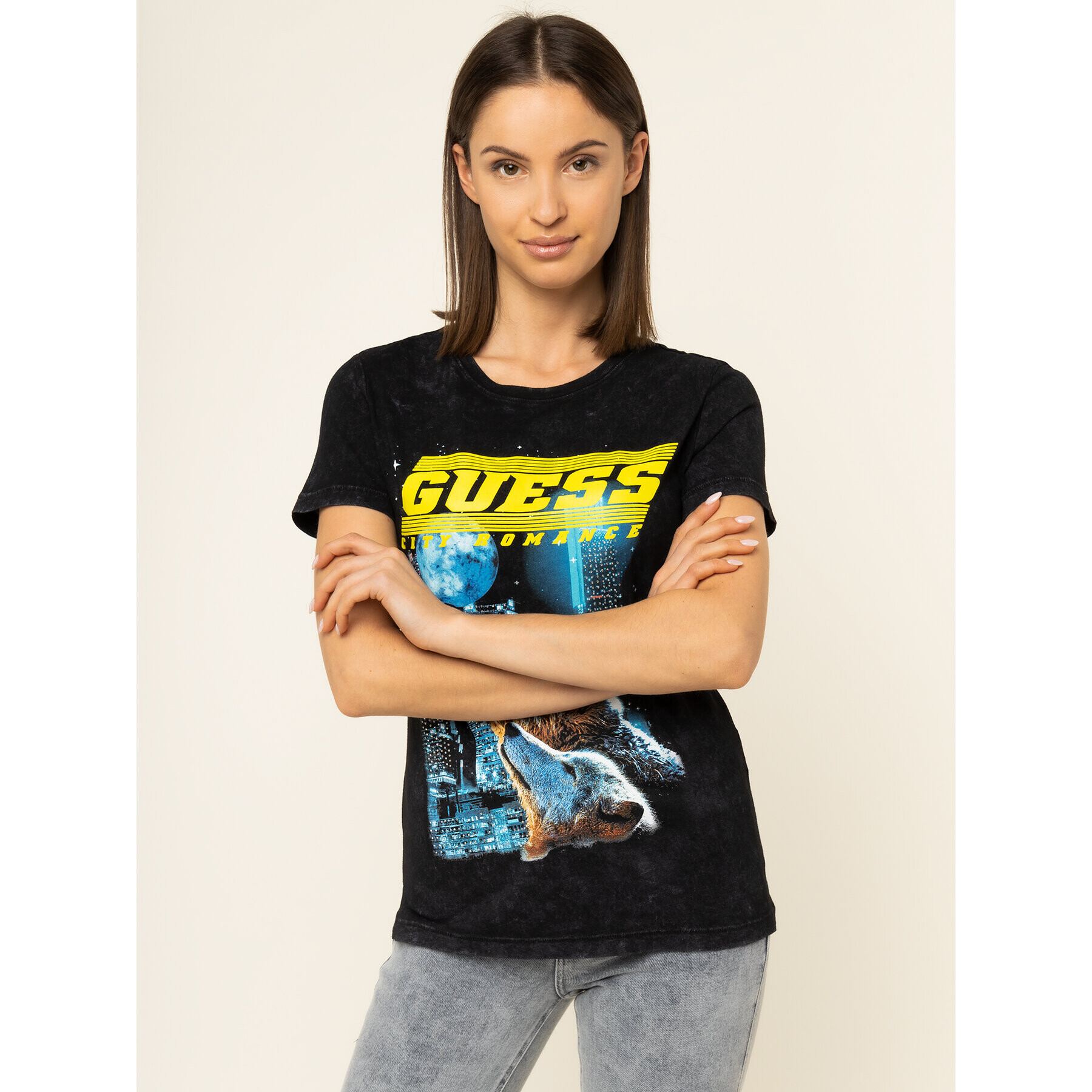 Guess Тишърт Neon Tee W01I87 K46D0 Черен Slim Fit - Pepit.bg