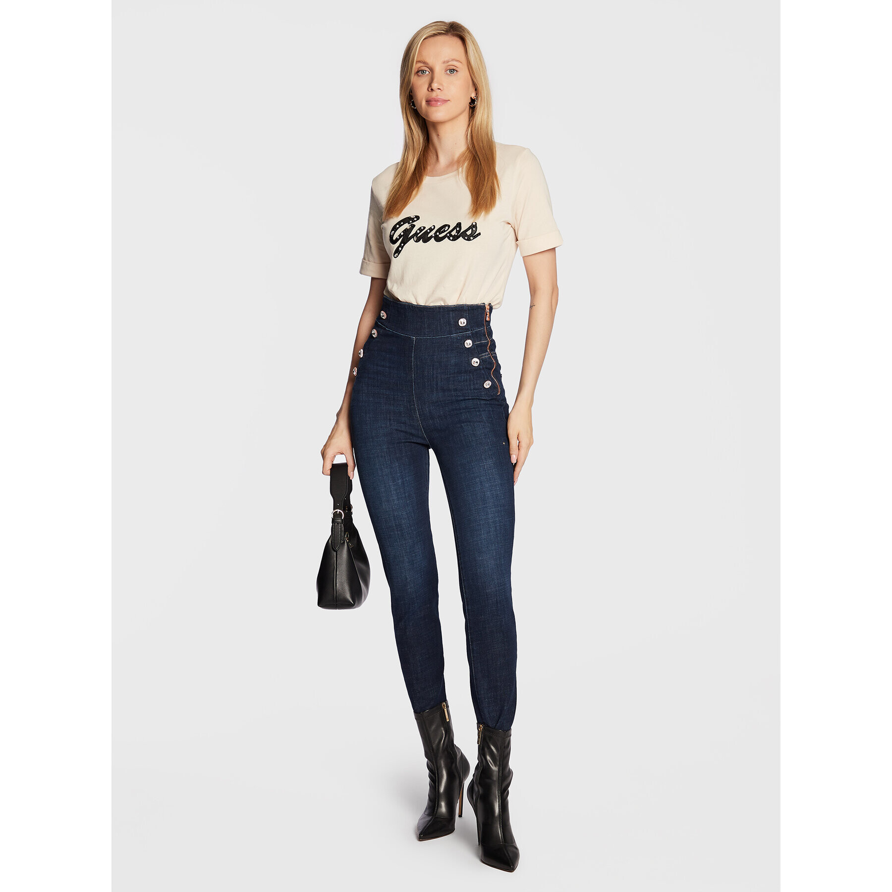 Guess Тишърт Nichita W2BI15 K46D1 Бежов Regular Fit - Pepit.bg