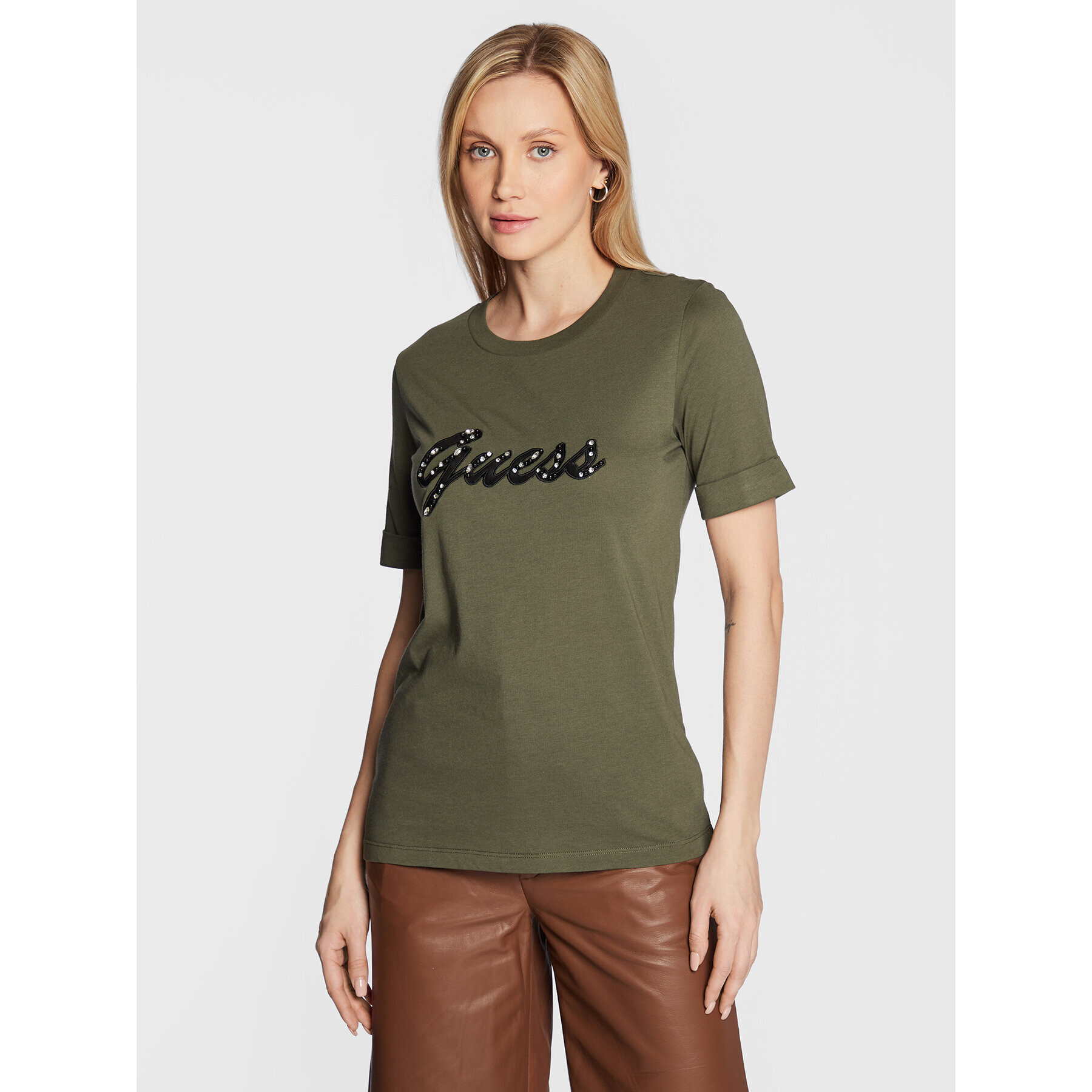 Guess Тишърт Nichita W2BI15 K46D1 Зелен Regular Fit - Pepit.bg