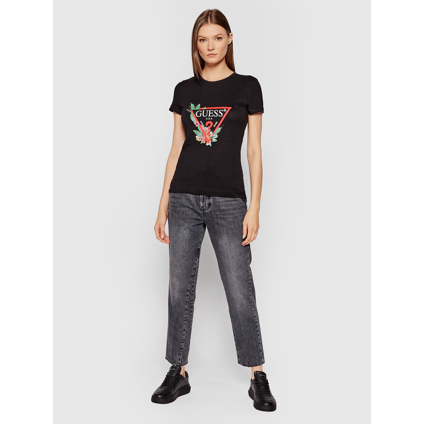 Guess Тишърт Nora W1YI98 JA911 Черен Slim Fit - Pepit.bg