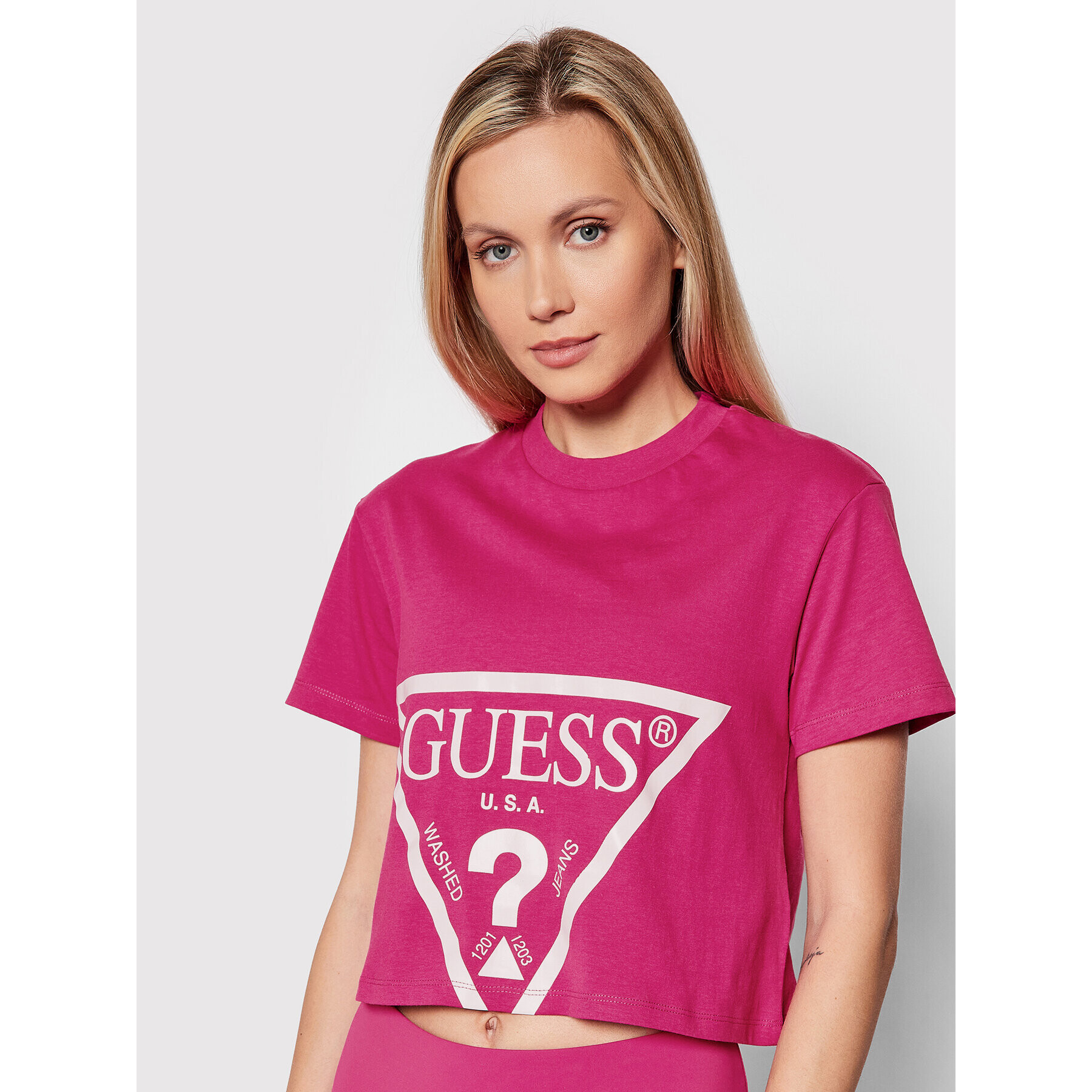 Guess Тишърт O1GA21 K8HM0 Розов Regular Fit - Pepit.bg