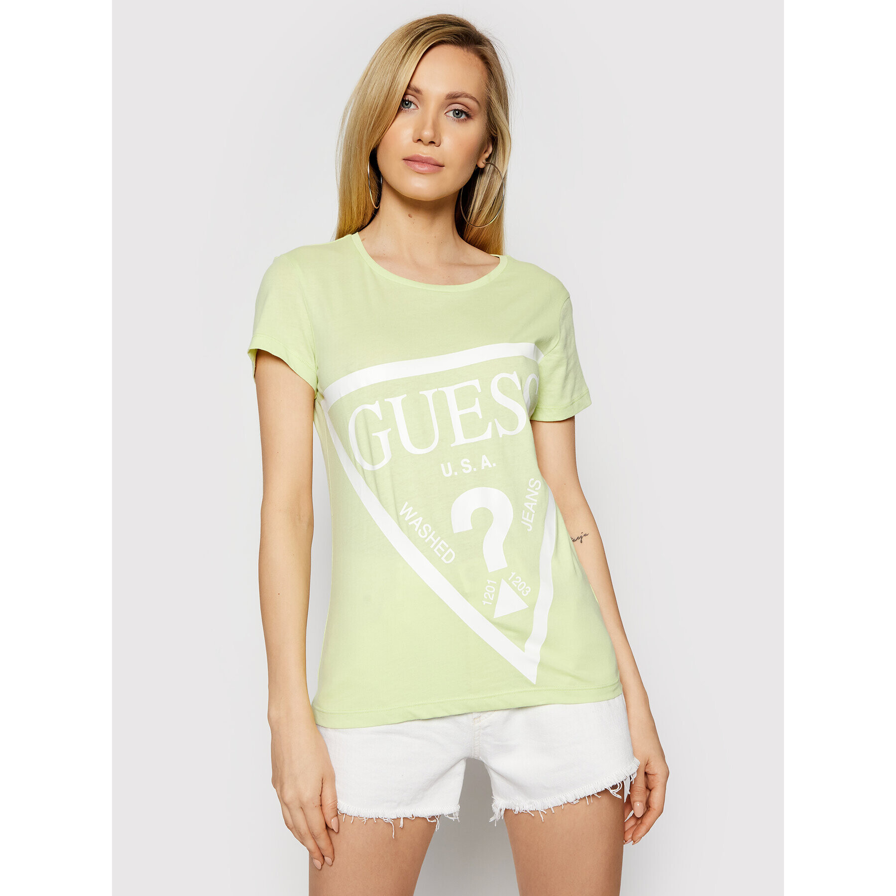 Guess Тишърт O1GA56 JA911 Зелен Regular Fit - Pepit.bg